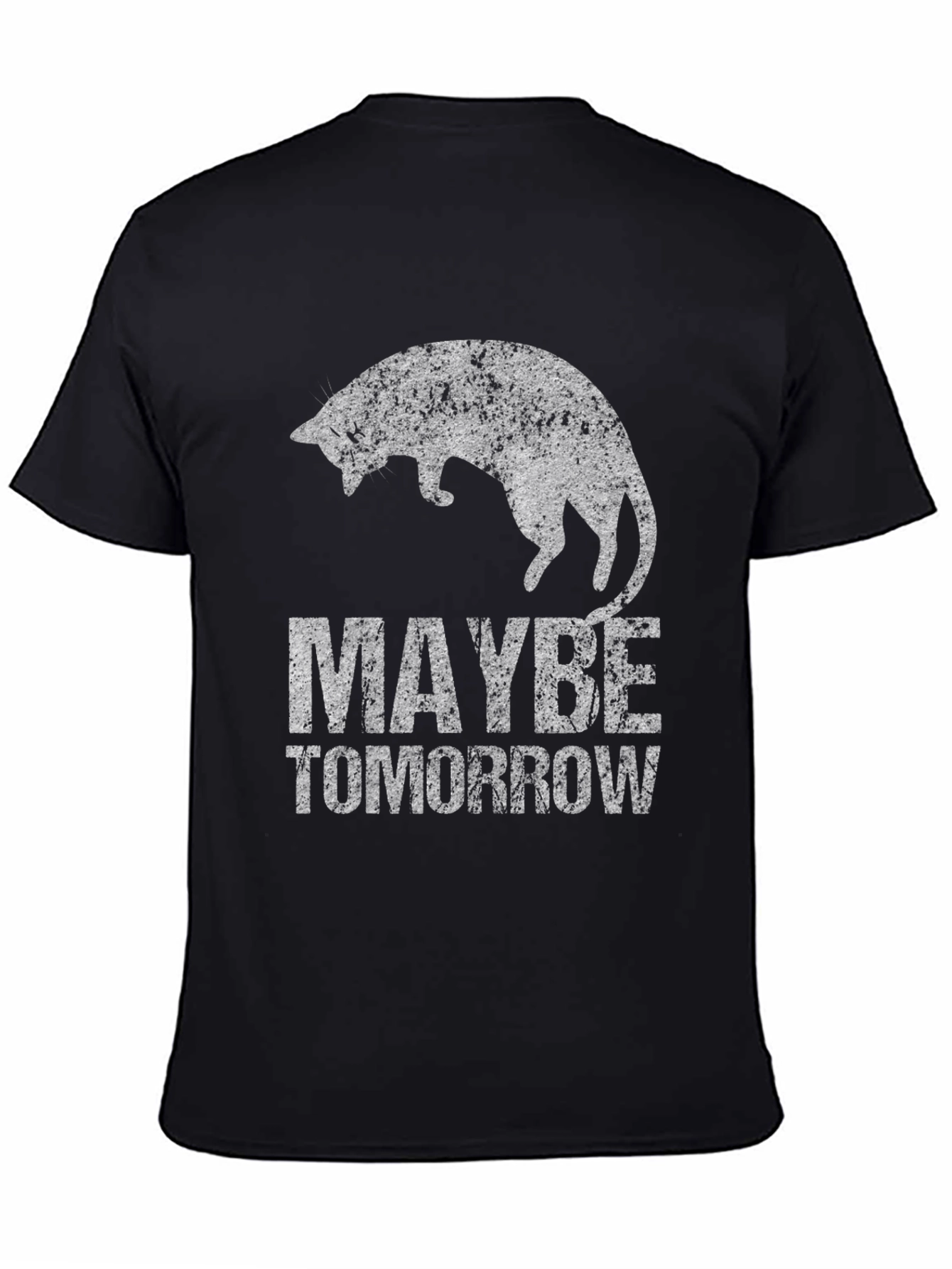 Maybe Tomorrow Cat Graphic Tee - Black
