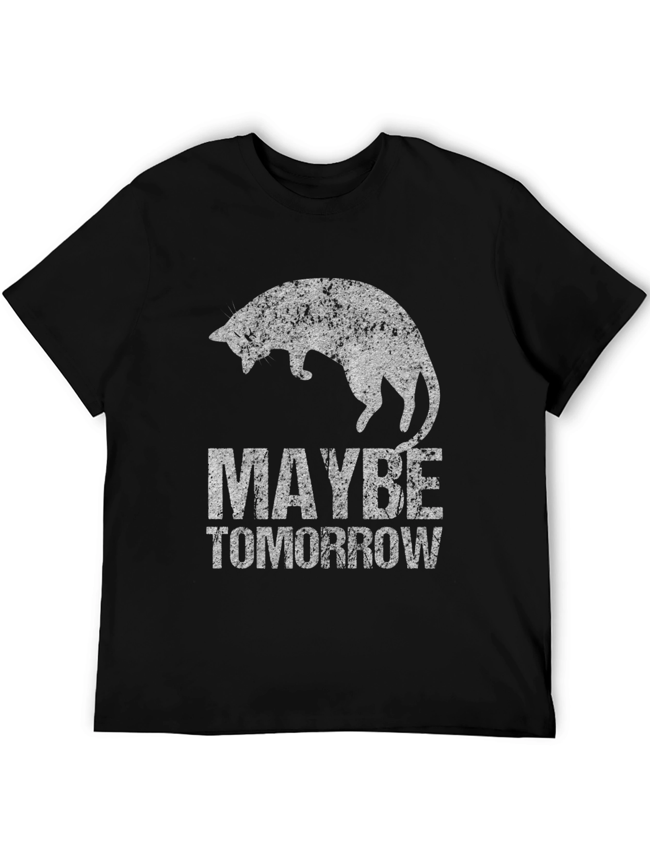 Maybe Tomorrow Cat Graphic Tee - Black