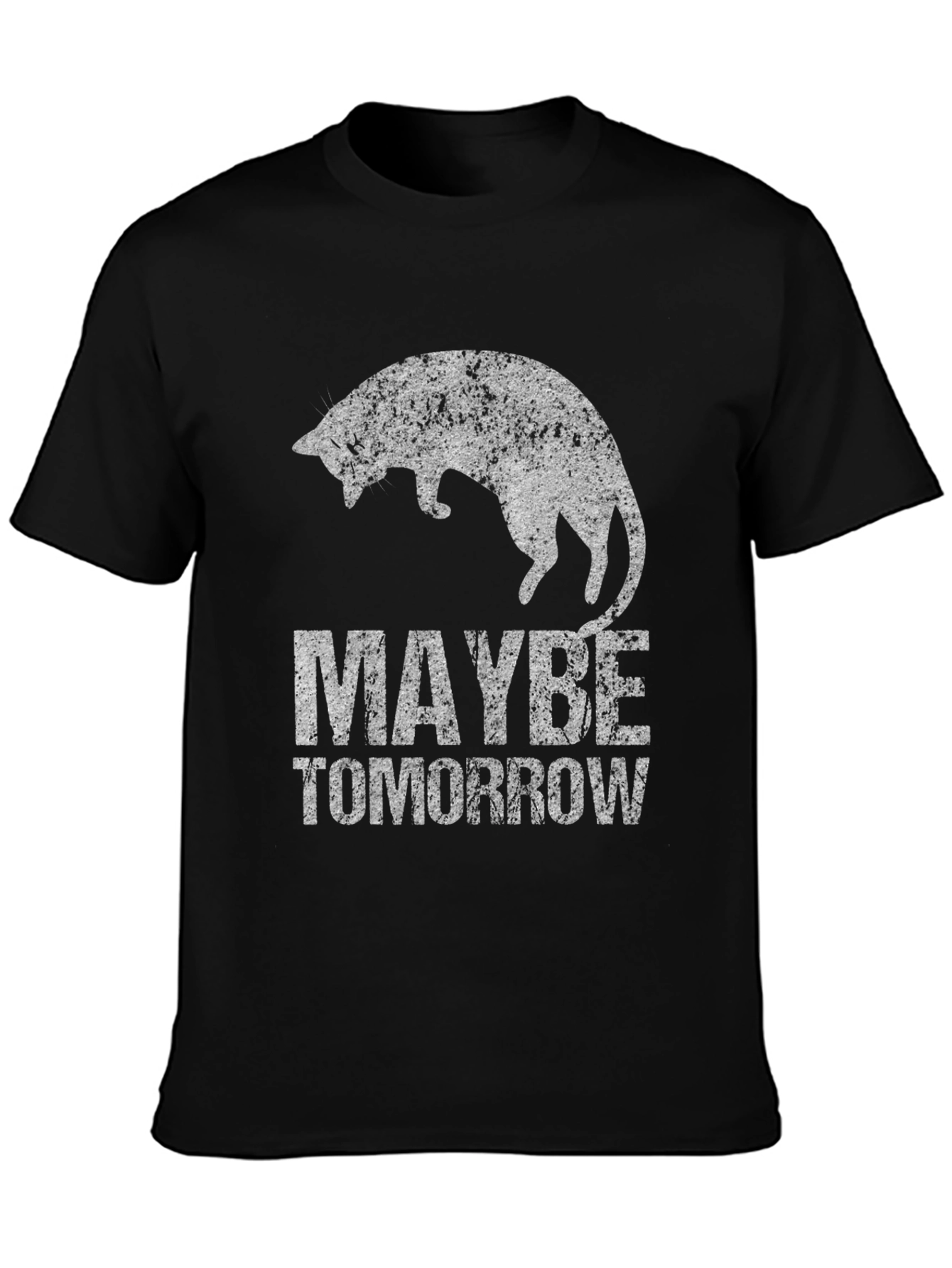 Maybe Tomorrow Cat Graphic Tee - Black