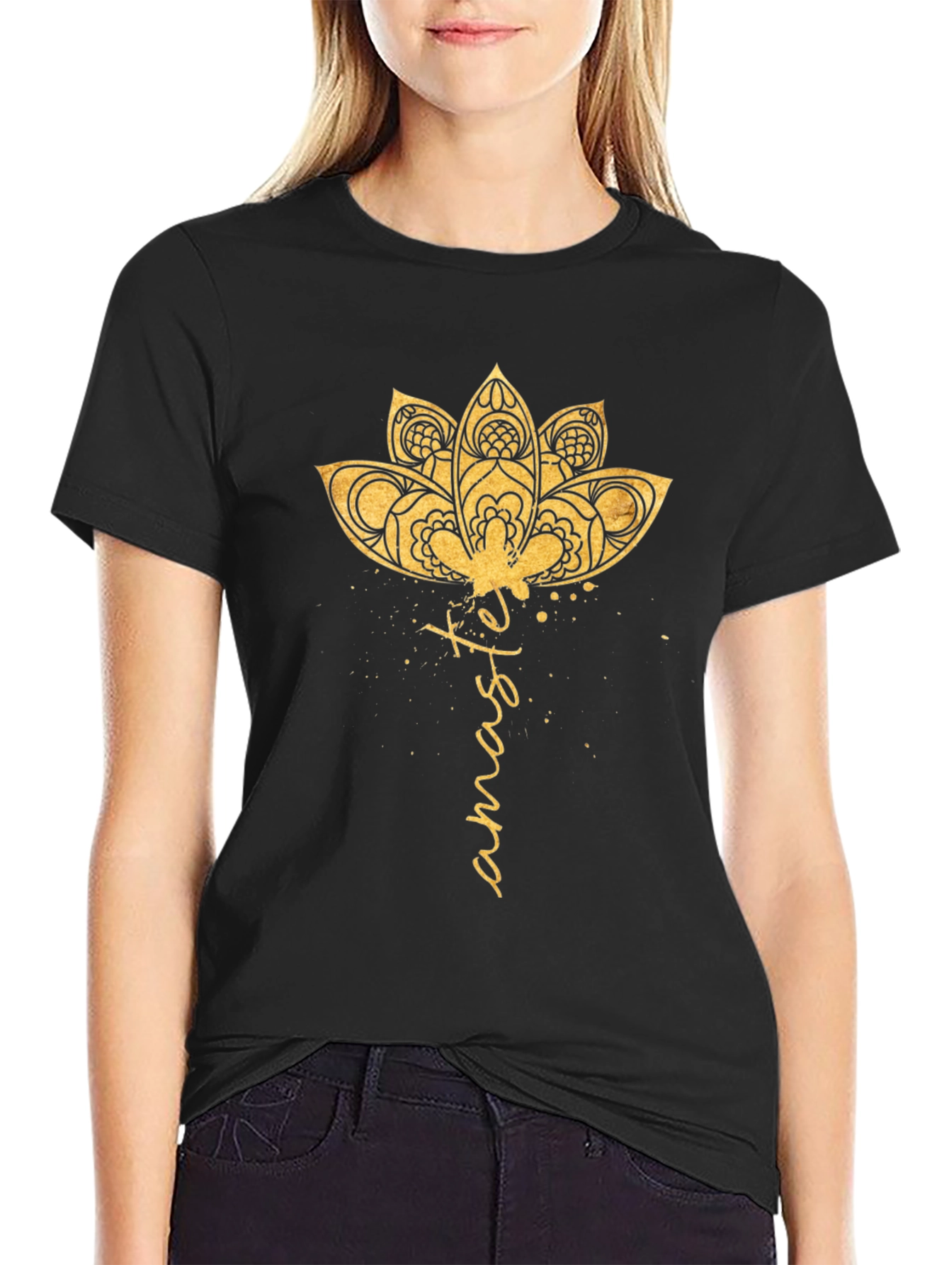 Namaste Lotus Graphic T-Shirt - Black