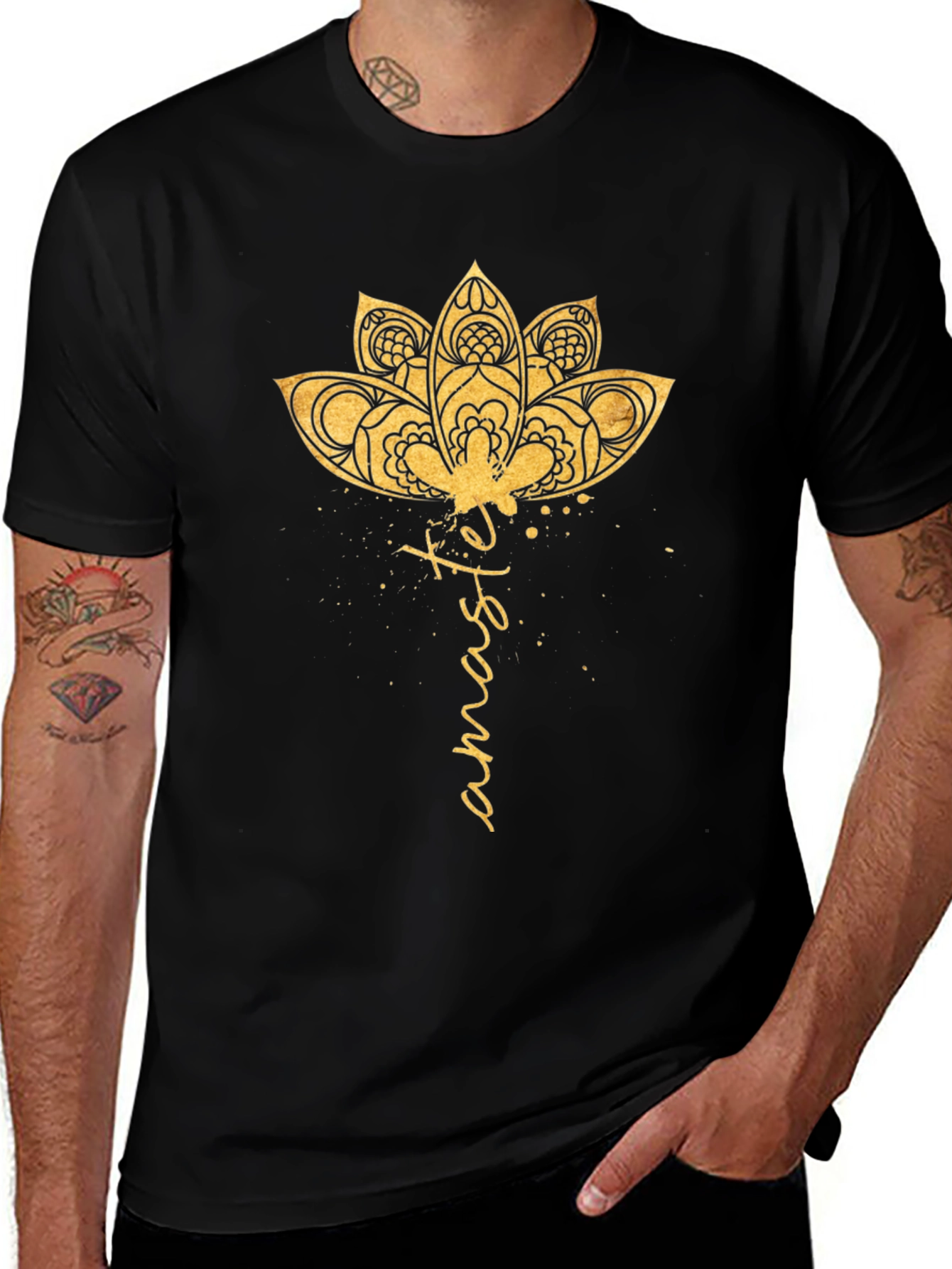 Namaste Lotus Graphic T-Shirt - Black