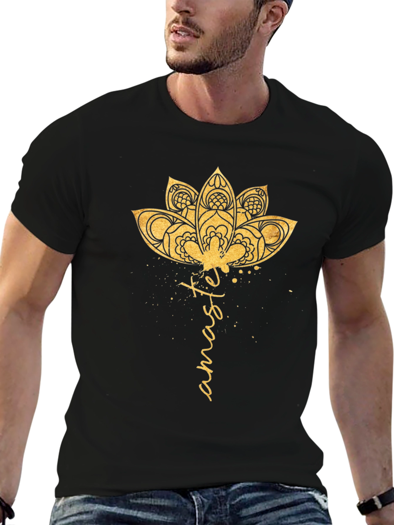 Namaste Lotus Graphic T-Shirt - Black