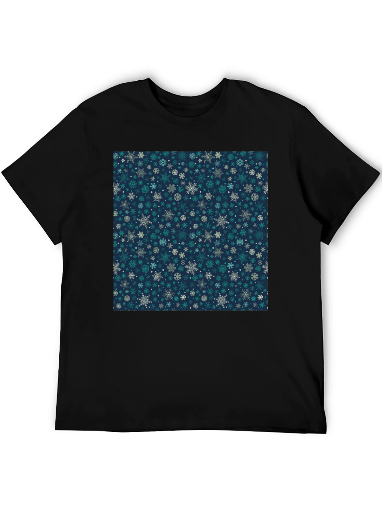 Snowflake Pattern Black T-Shirt