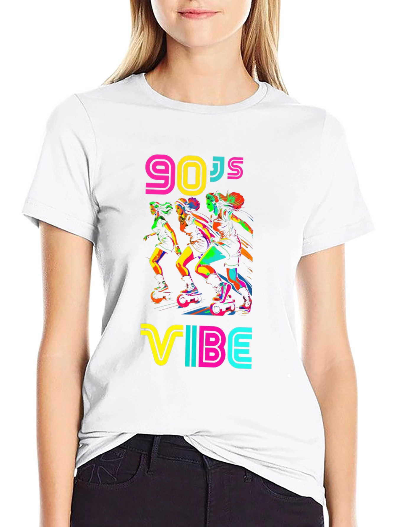90s Vibe Graphic T-Shirt - Retro Roller Skate Design