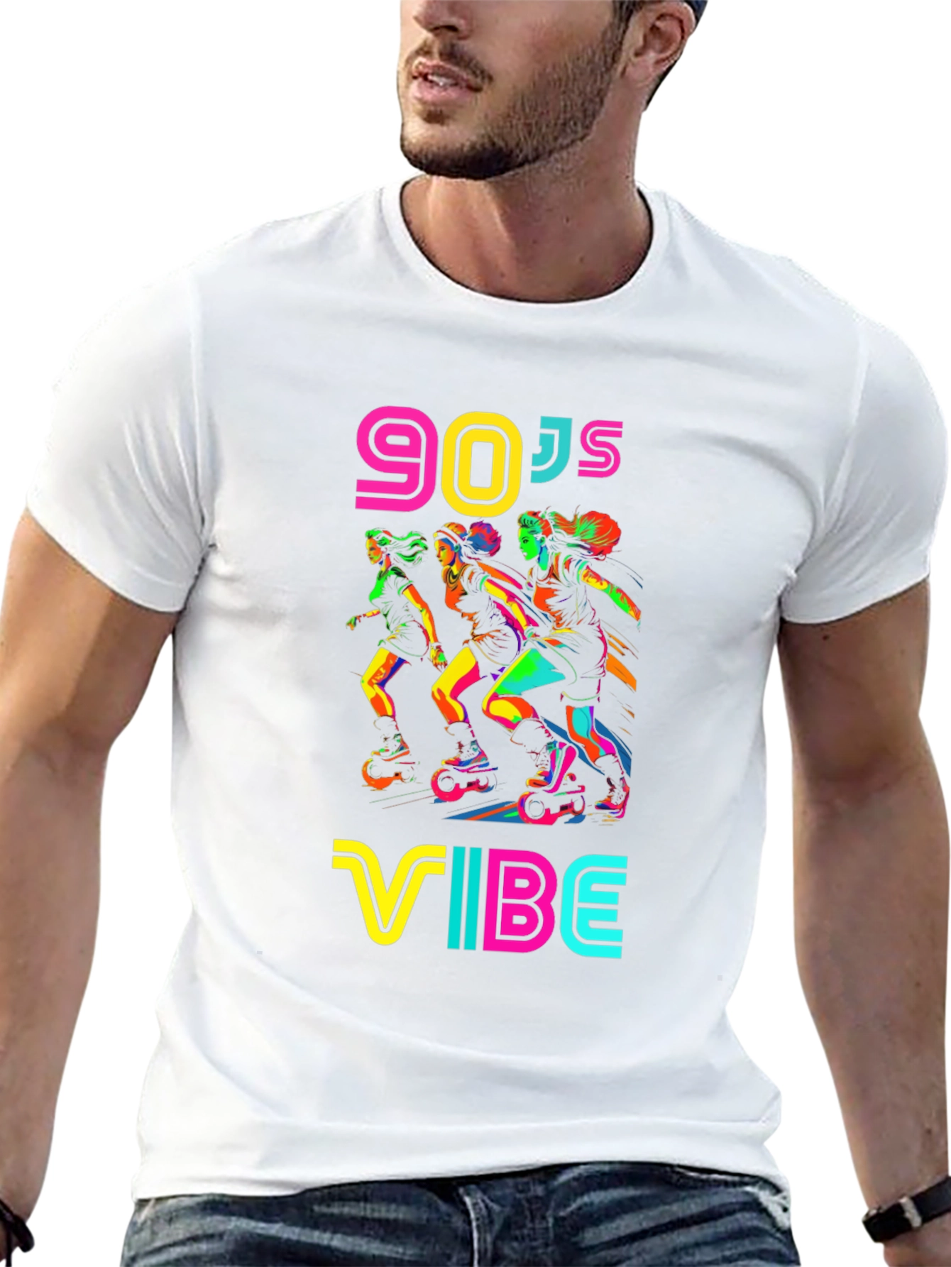 90s Vibe Graphic T-Shirt - Retro Roller Skate Design