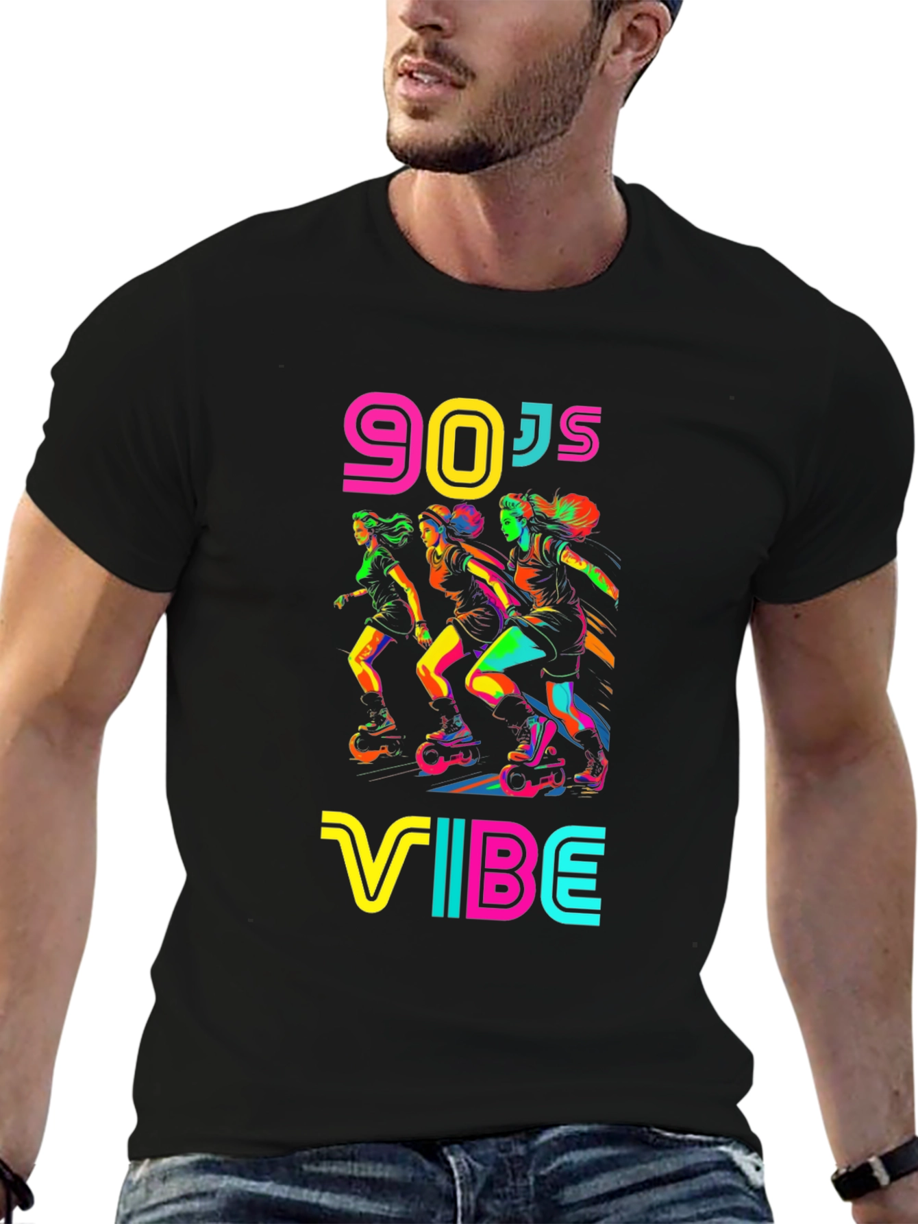 90s Vibe Graphic T-Shirt - Retro Roller Skate Design