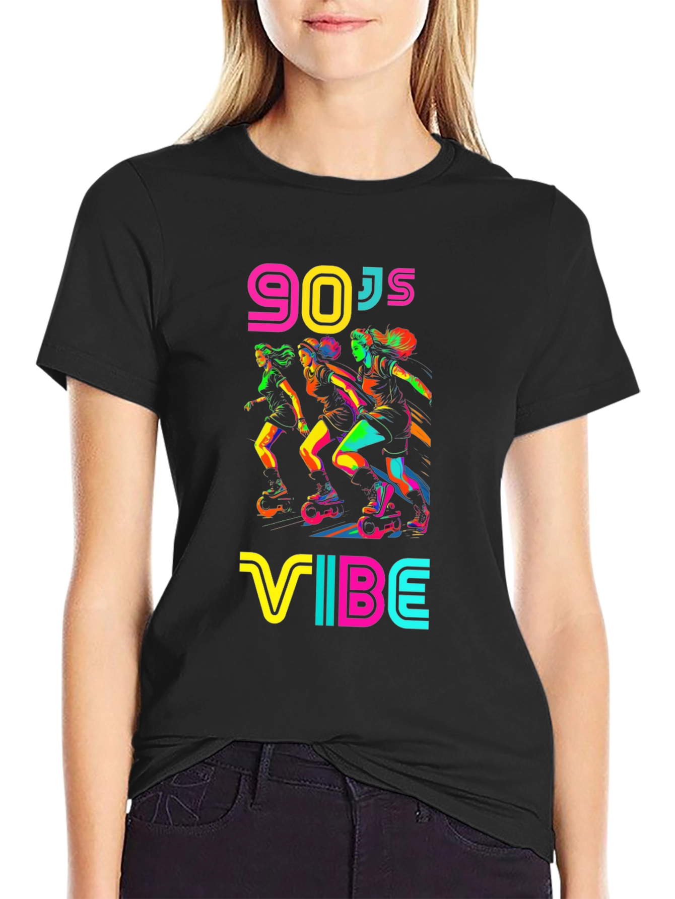 90s Vibe Graphic T-Shirt - Retro Roller Skate Design