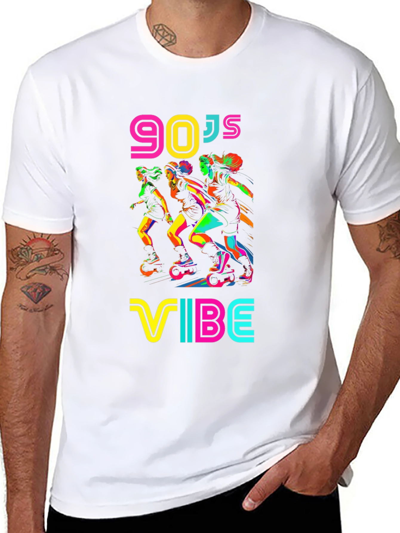 90s Vibe Graphic T-Shirt - Retro Roller Skate Design