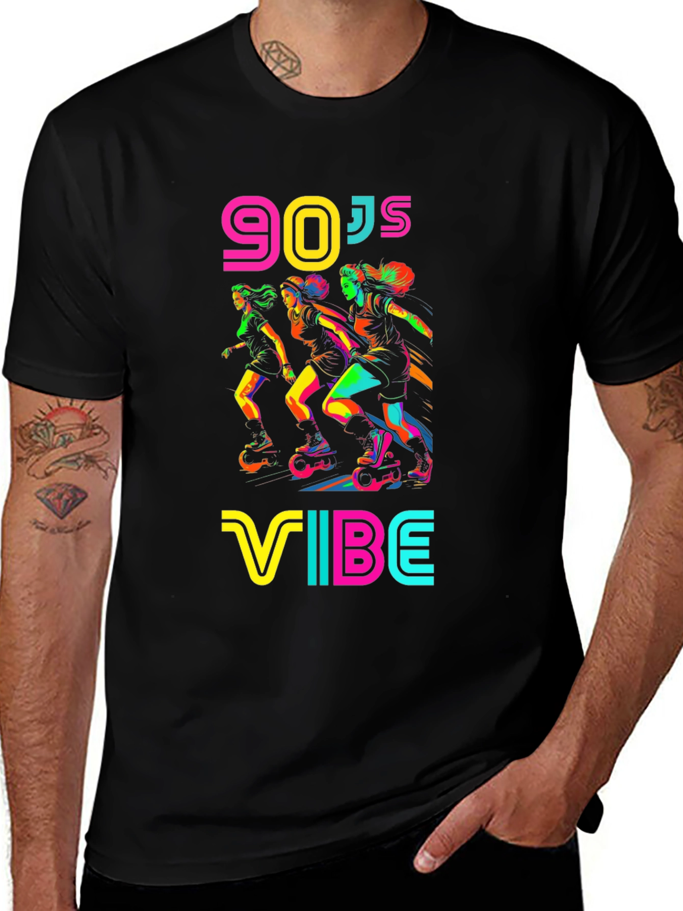 90s Vibe Graphic T-Shirt - Retro Roller Skate Design