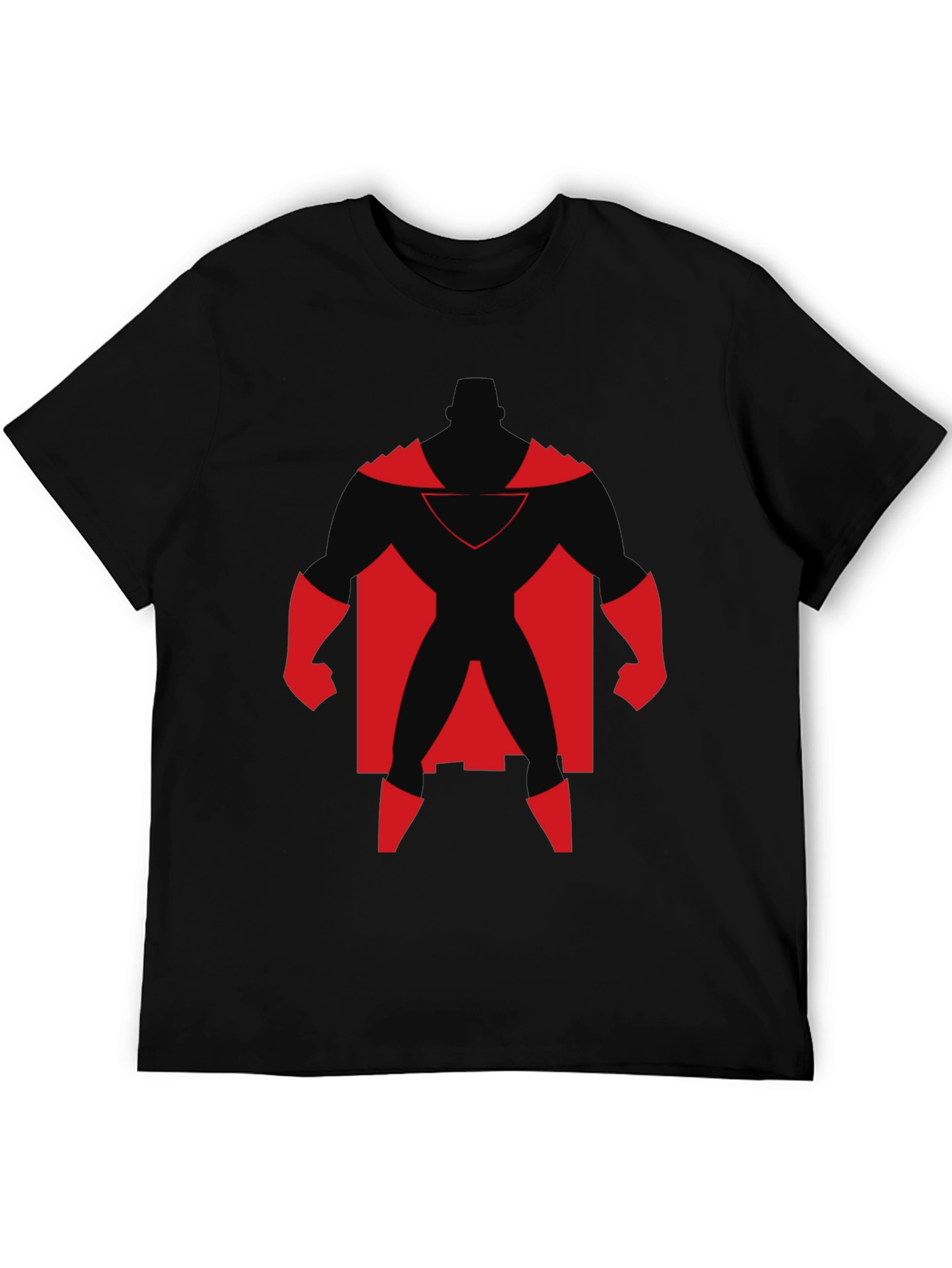 Superhero Silhouette Graphic Tee - Black Cotton Shirt