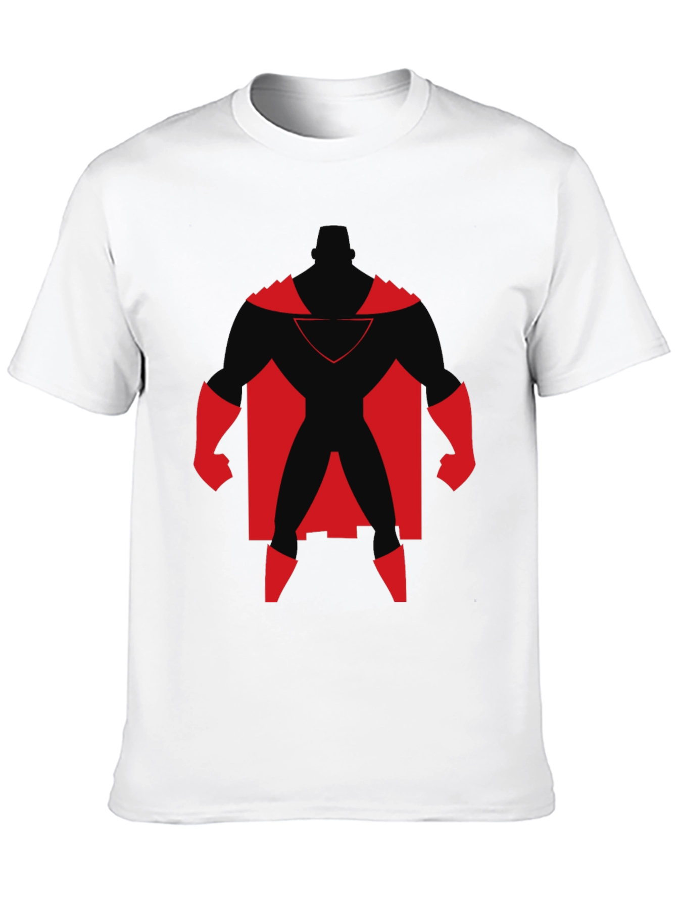 Superhero Silhouette Graphic Tee - Black Cotton Shirt