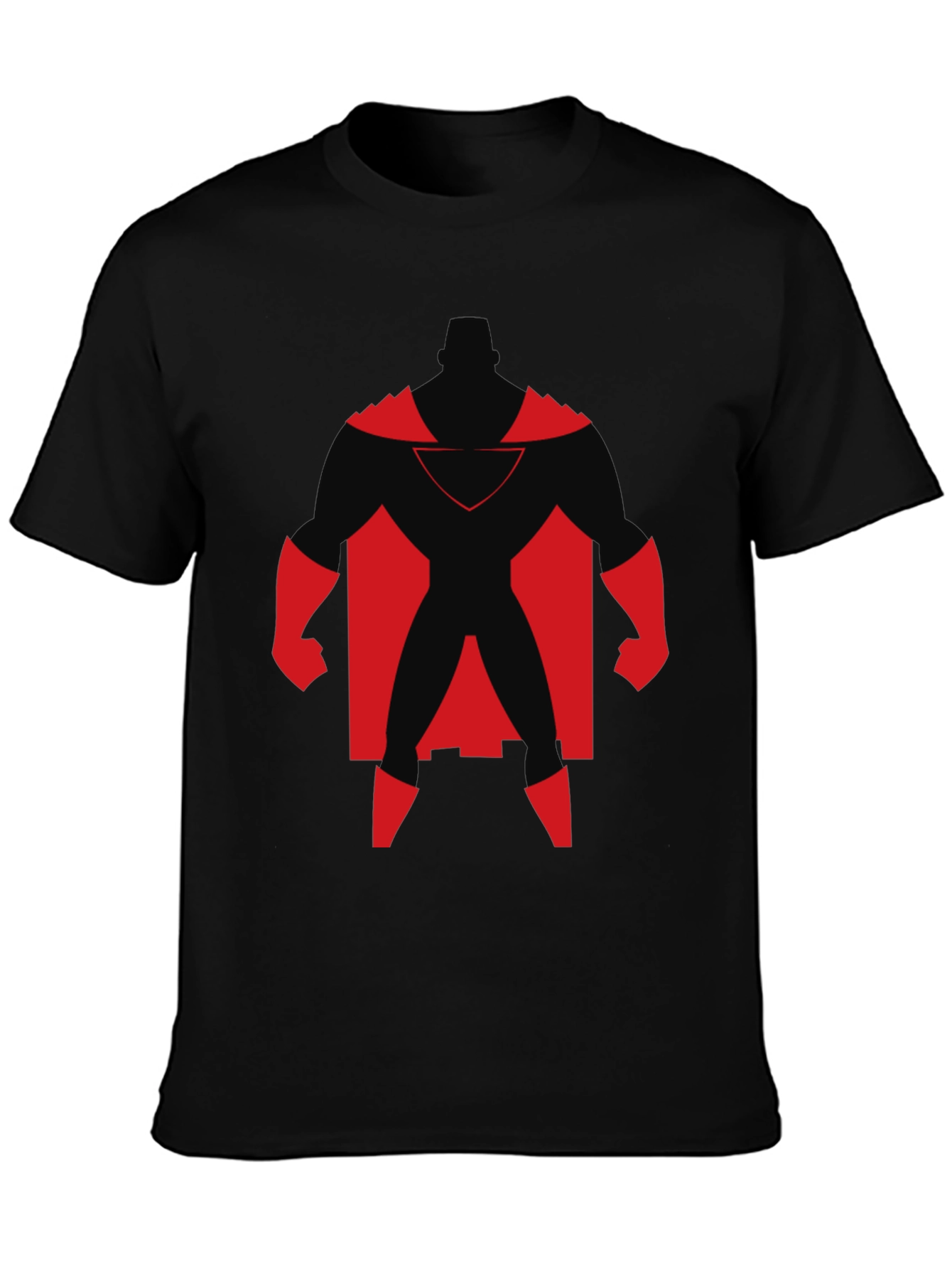 Superhero Silhouette Graphic Tee - Black Cotton Shirt
