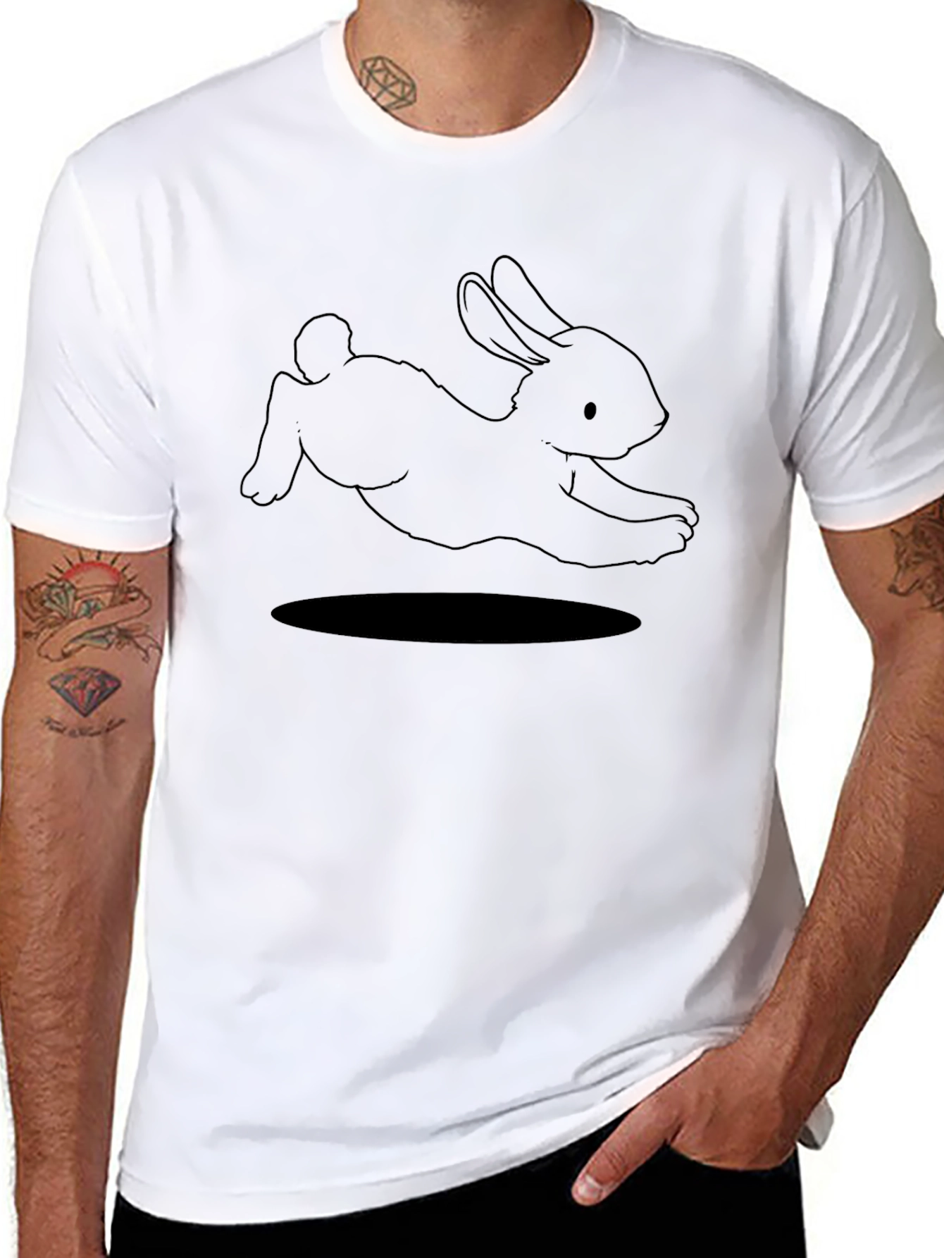 Rabbit Graphic Black T-Shirt - Soft Cotton Tee