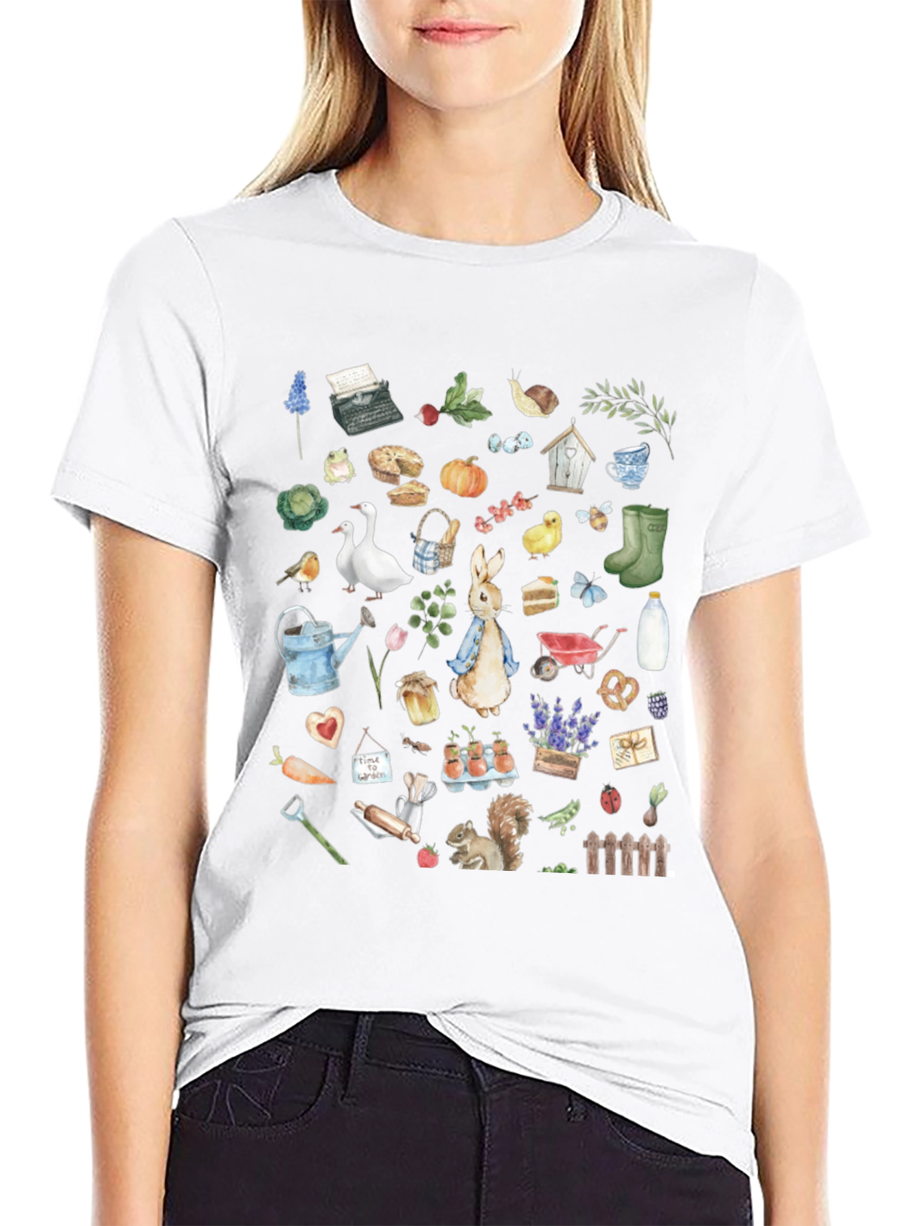 Whimsical Garden Print T-Shirt