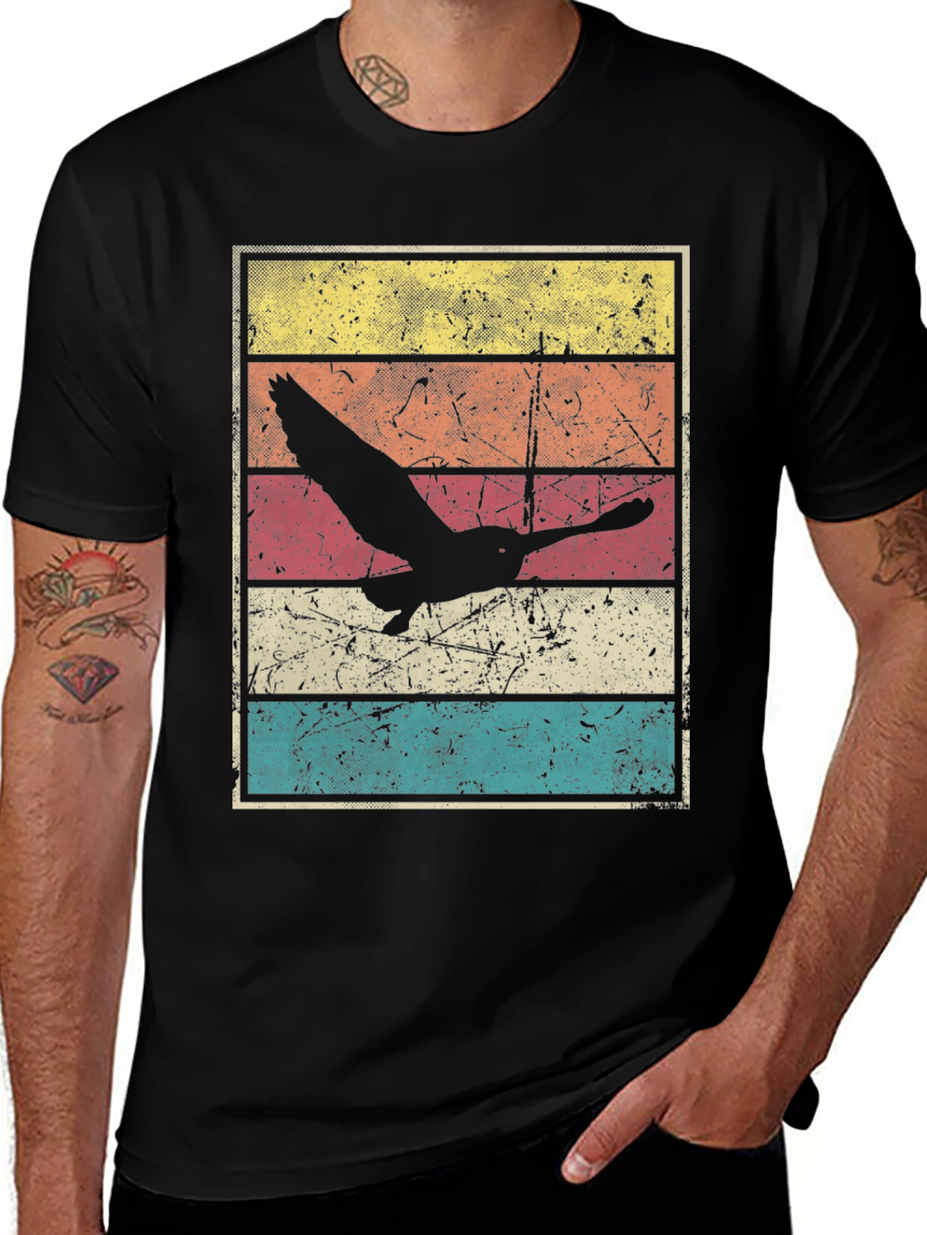 Retro Sunset Bird Graphic Tee