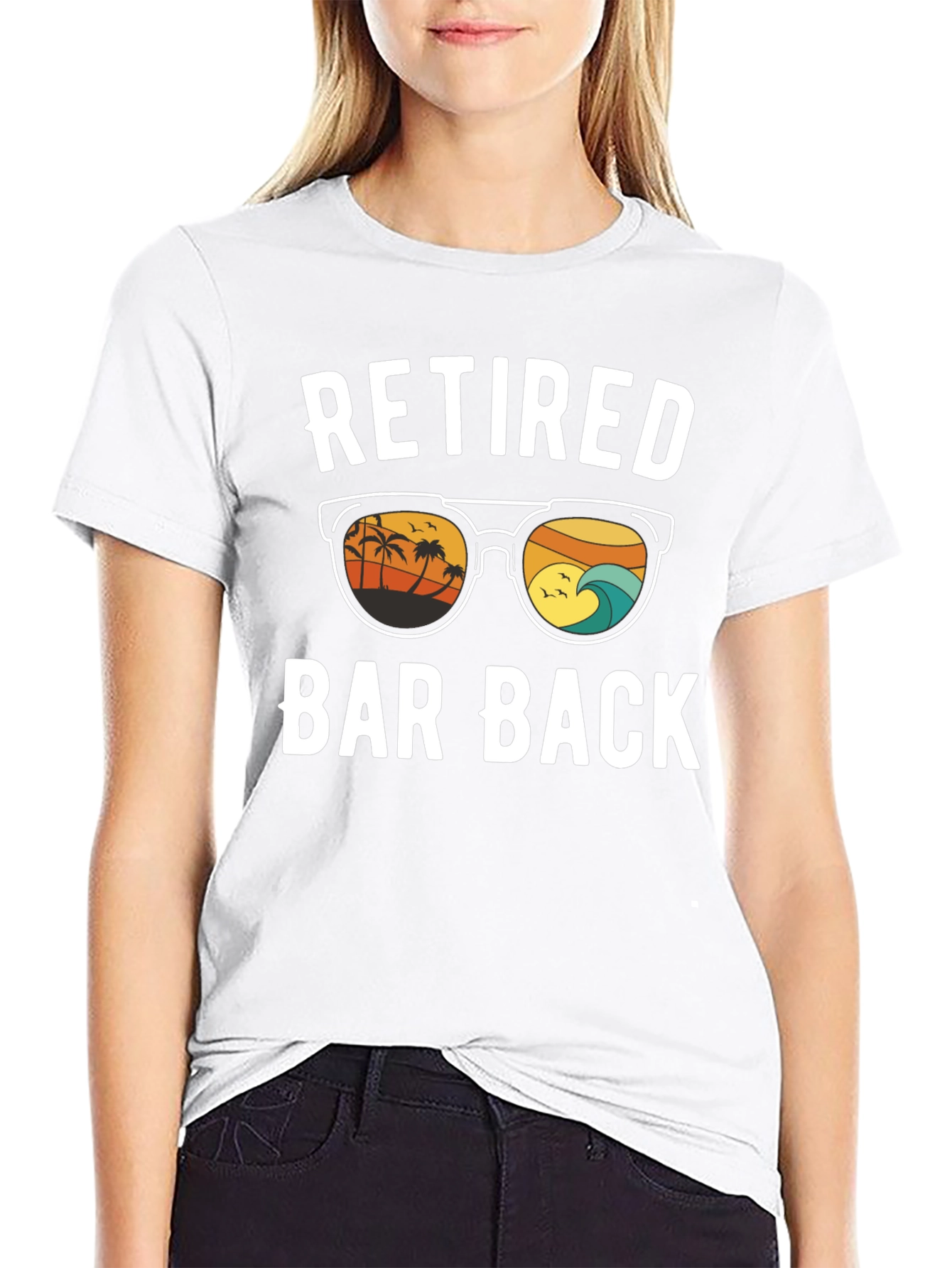 Retired Bar Back T-Shirt - Beach Sunset Design