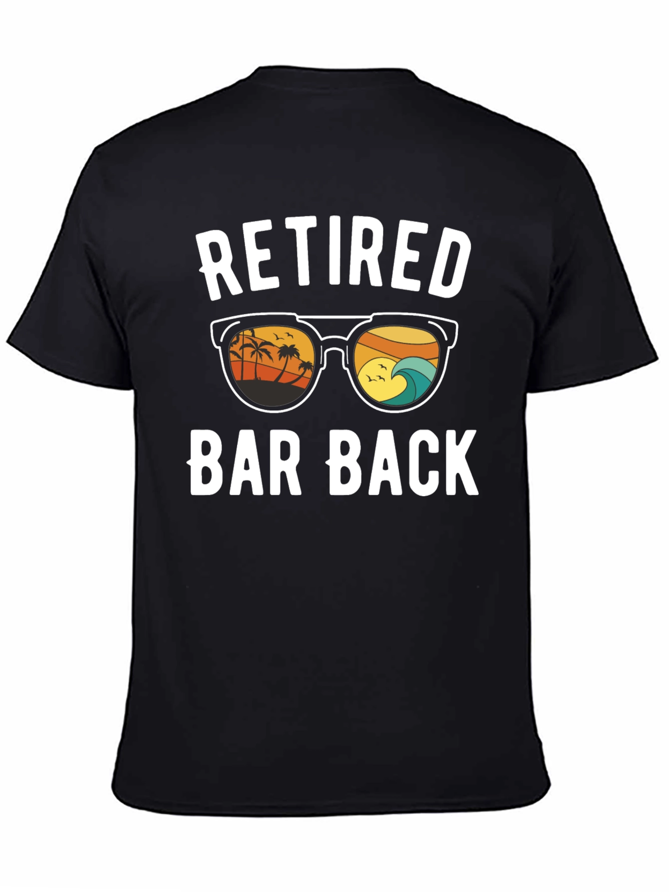 Retired Bar Back T-Shirt - Beach Sunset Design