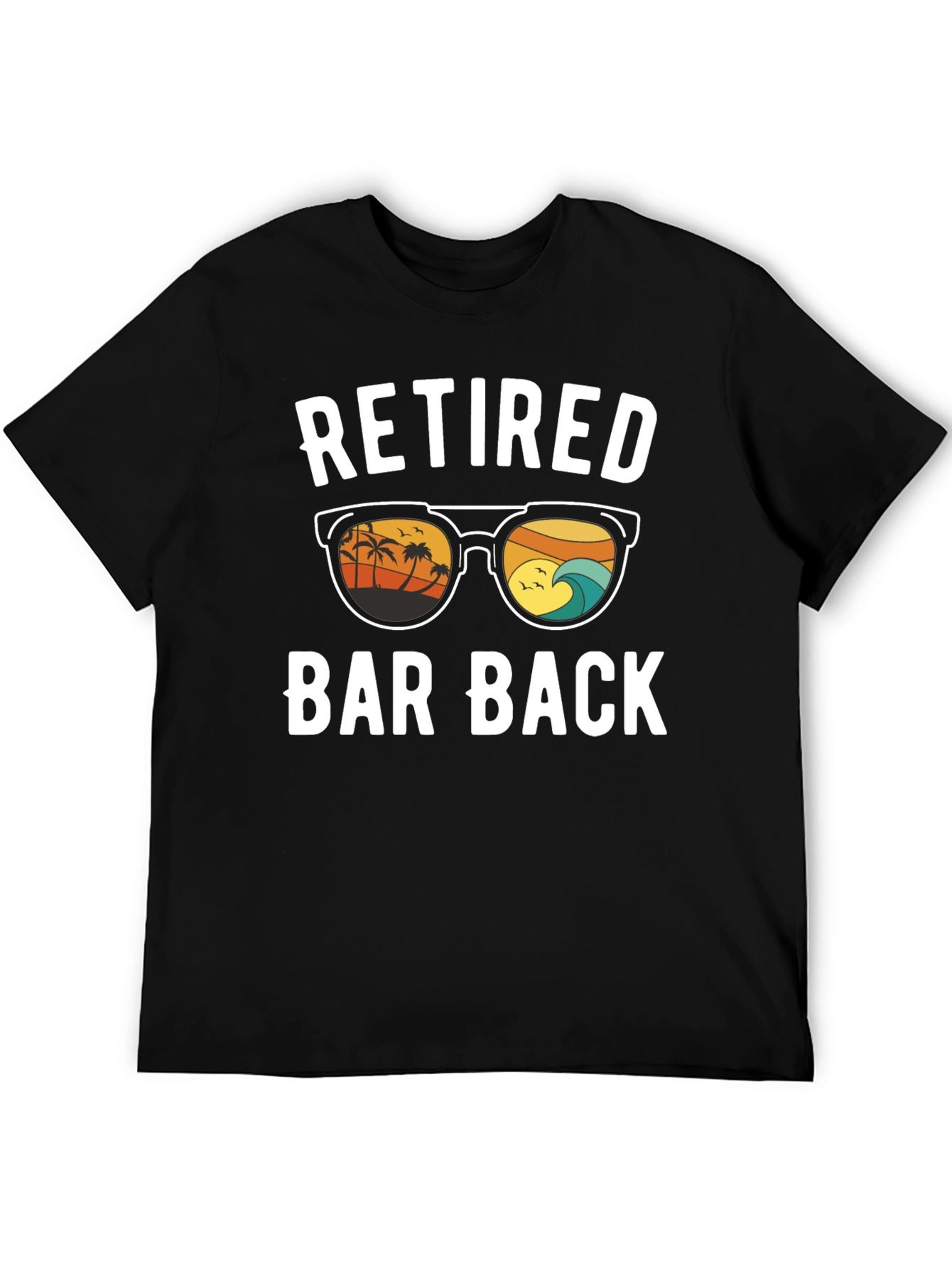 Retired Bar Back T-Shirt - Beach Sunset Design