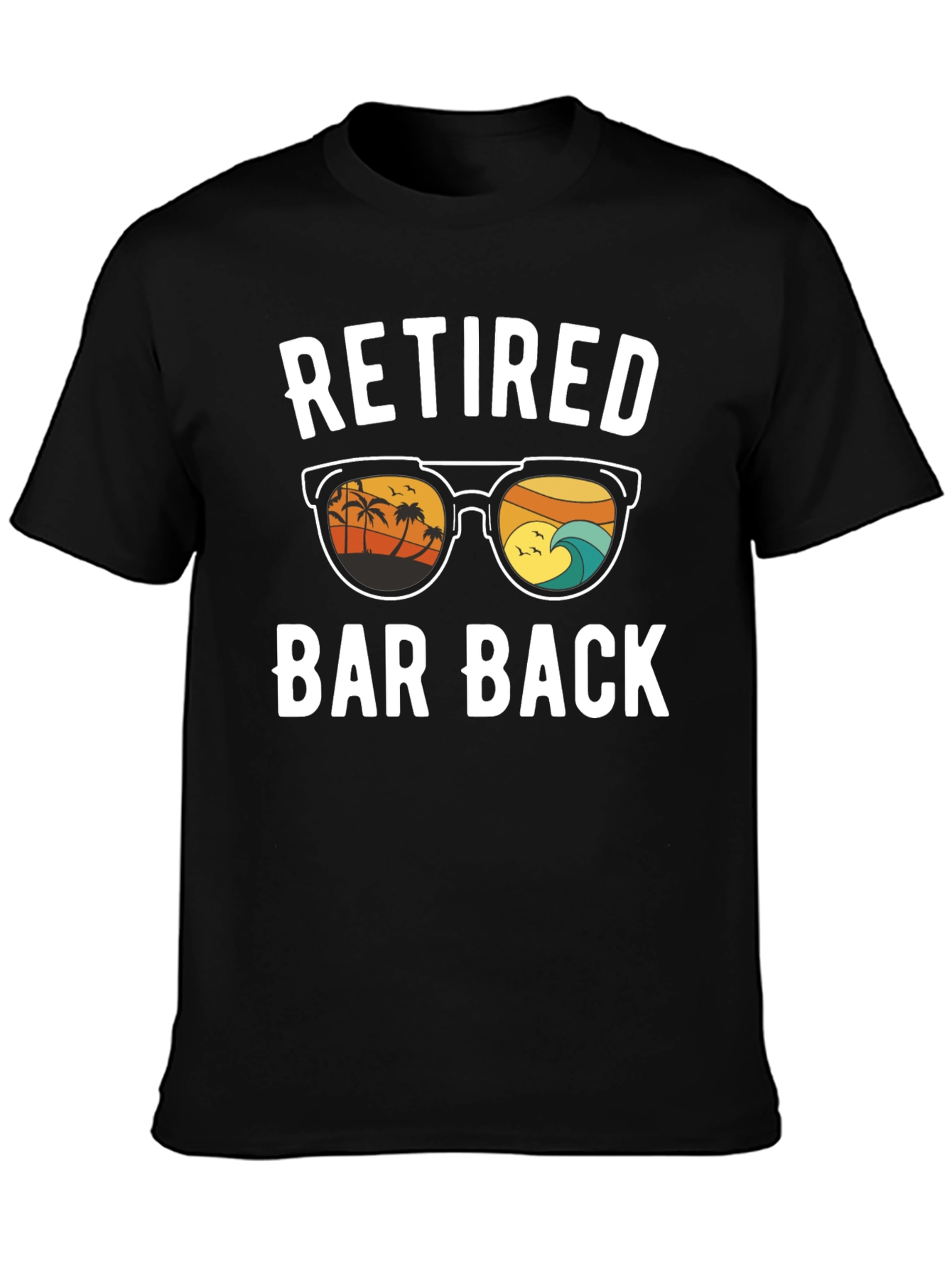 Retired Bar Back T-Shirt - Beach Sunset Design