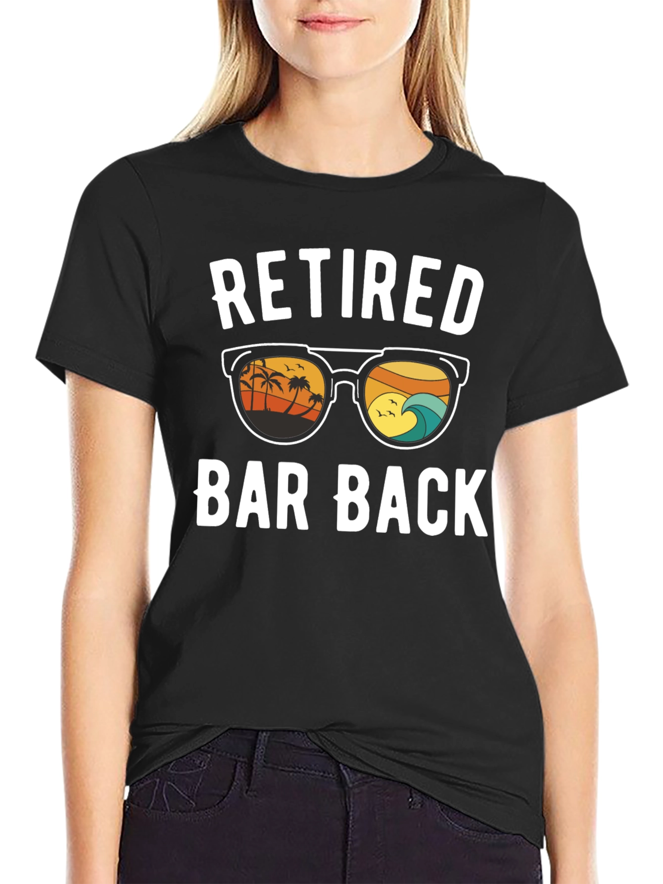 Retired Bar Back T-Shirt - Beach Sunset Design