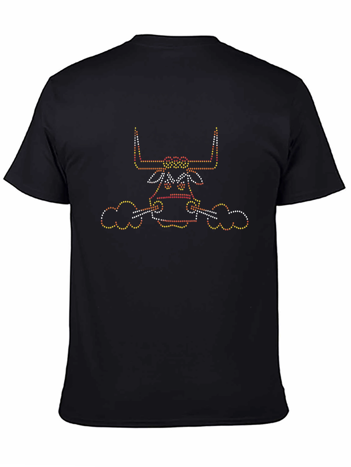 Black Tee with Rhinestone Bull Design