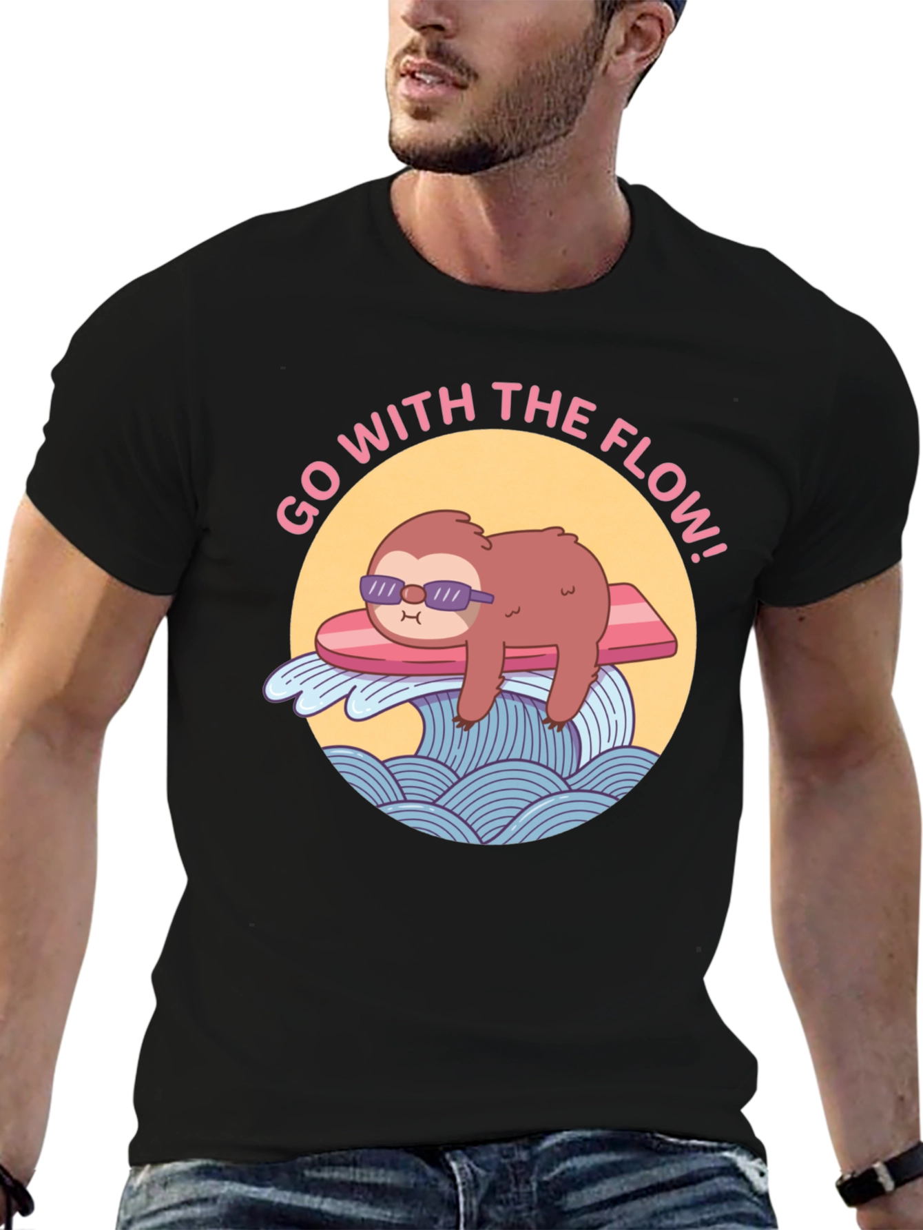 Go With The Flow Sloth Graphic Tee