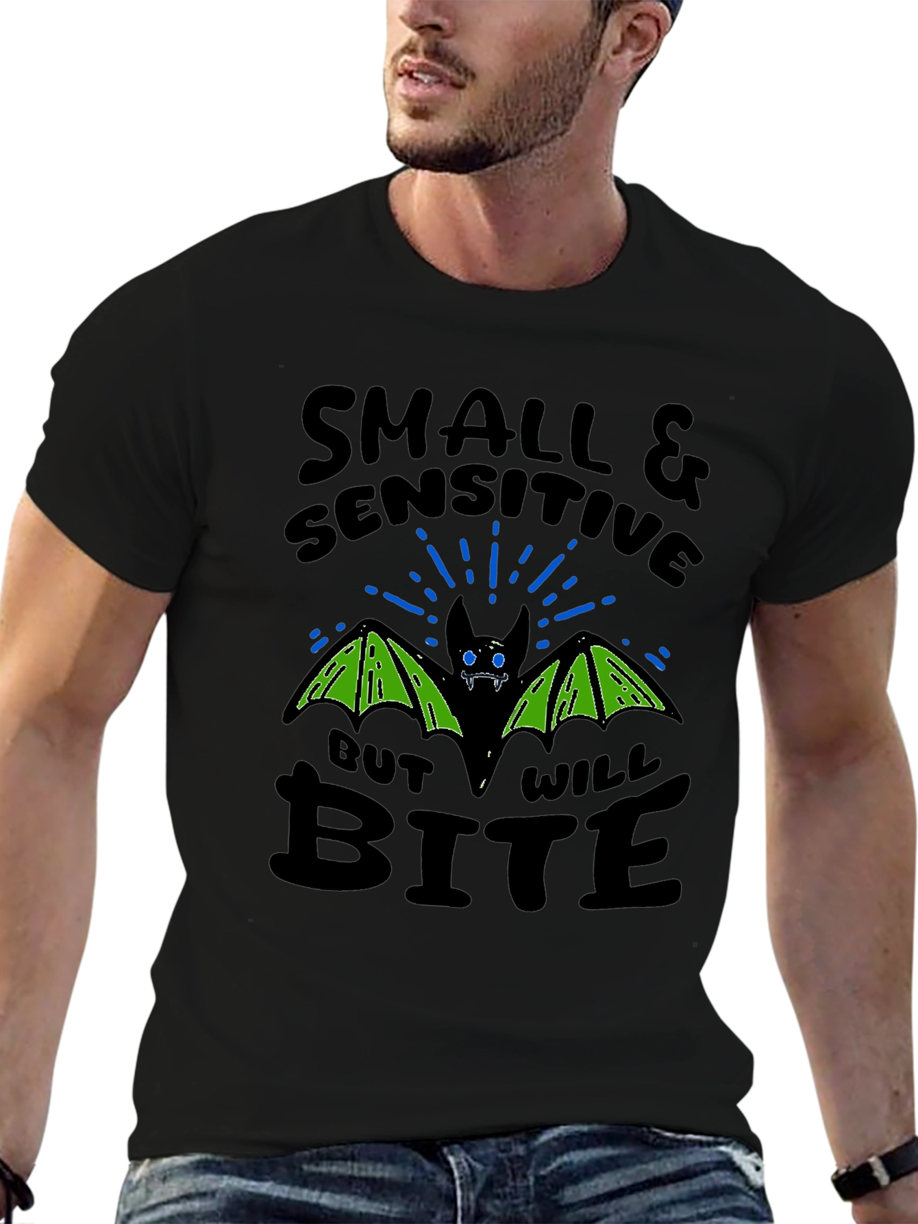 Small & Sensitive Bite Bat Graphic T-Shirt