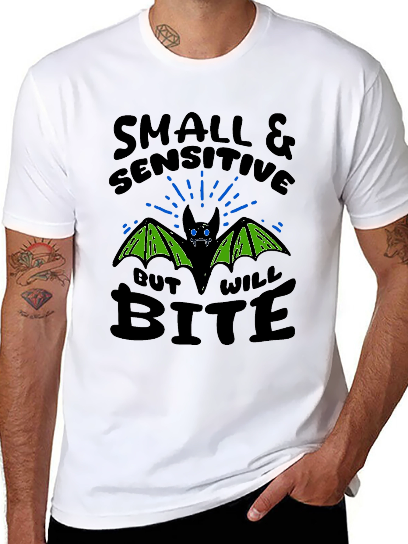 Small & Sensitive Bite Bat Graphic T-Shirt