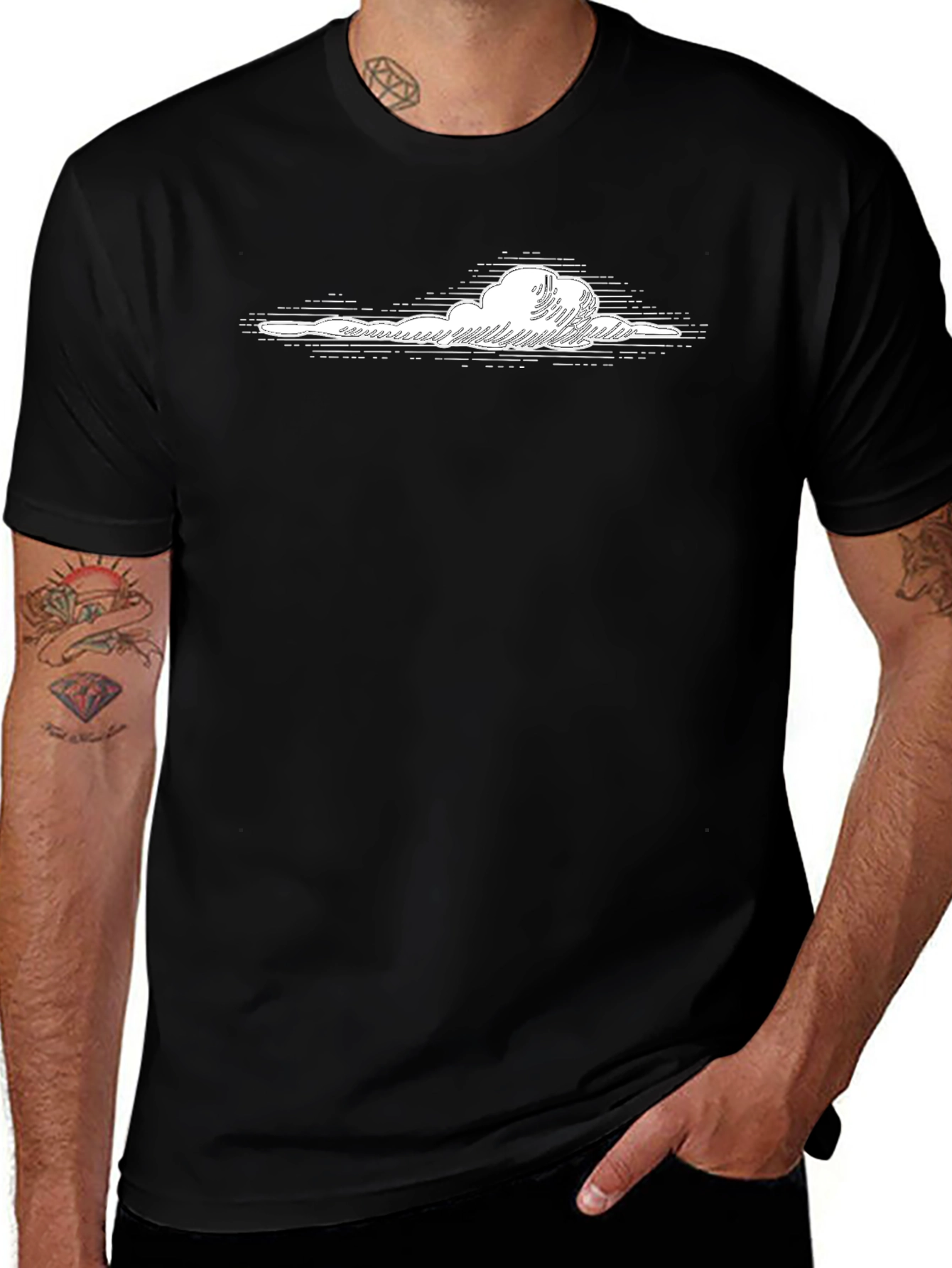 Cloud Graphic Black T-Shirt - Stylish Casual Wear
