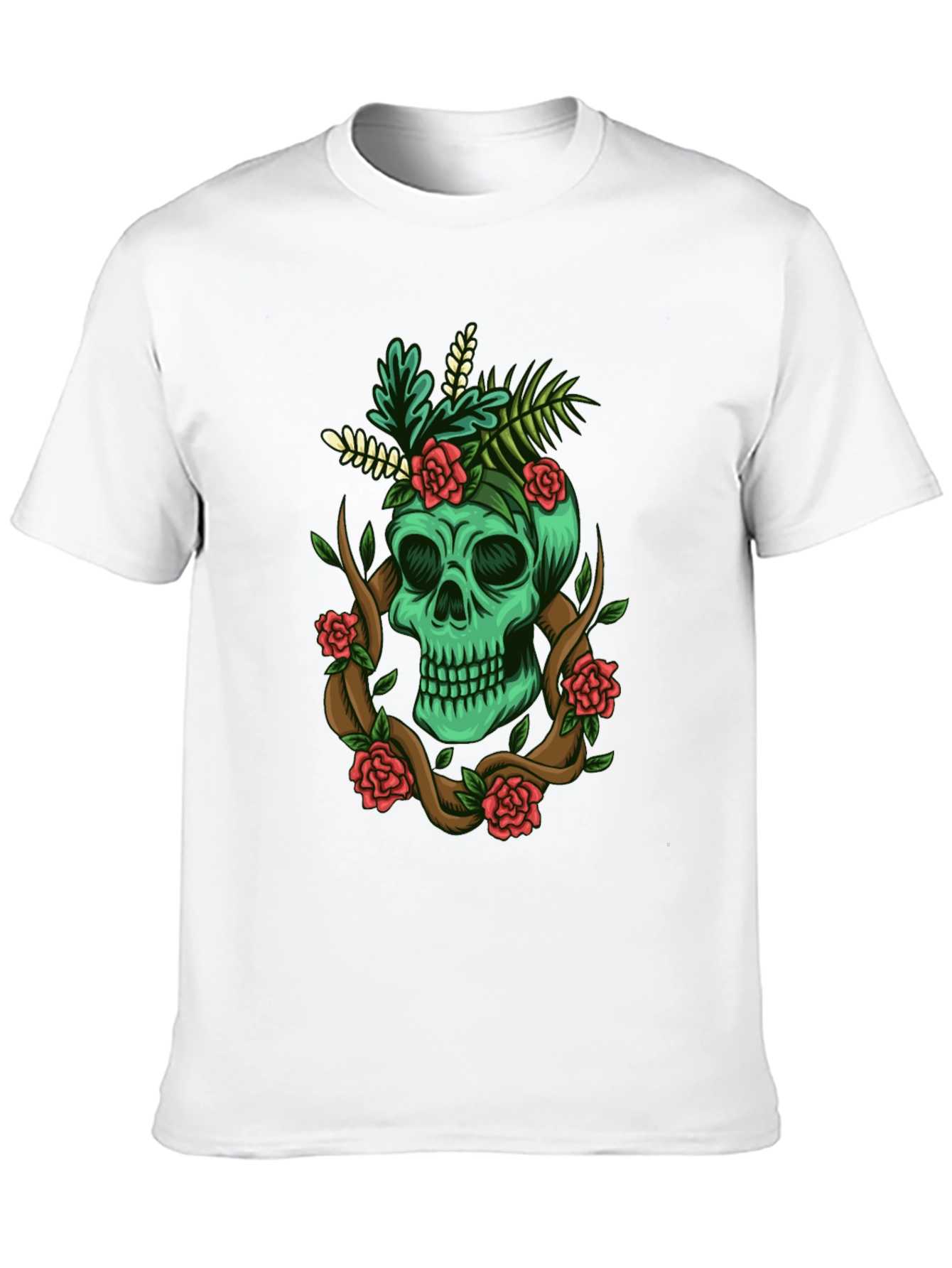 Skull & Roses Graphic Tee - Mens Black T-Shirt