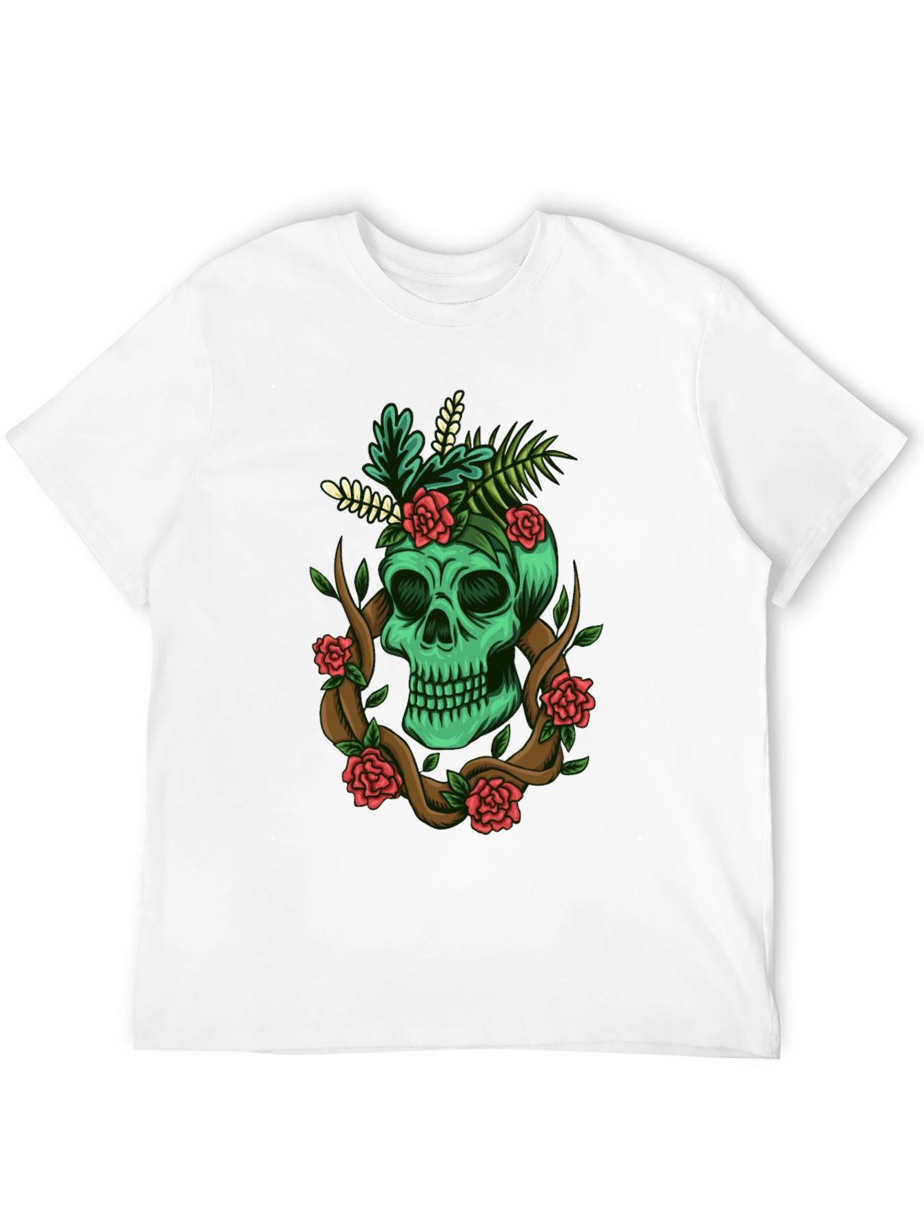 Skull & Roses Graphic Tee - Mens Black T-Shirt