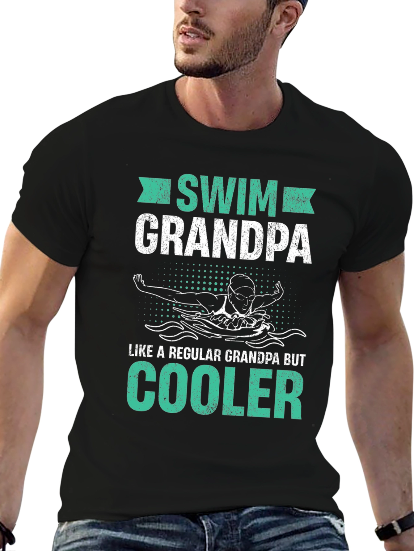 Swim Grandpa T-Shirt - Cool Swimmer Grandfather Tee