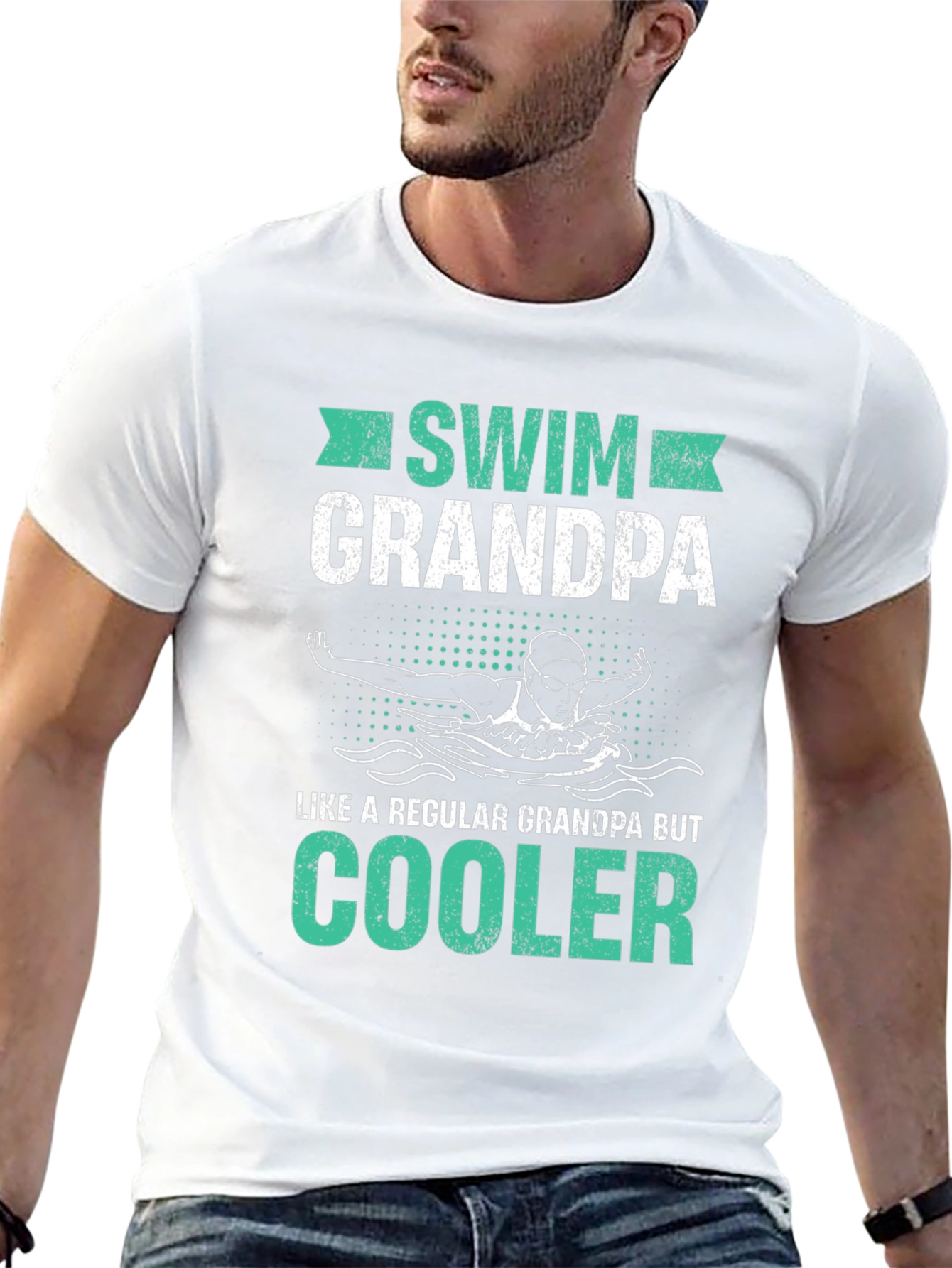 Swim Grandpa T-Shirt - Cool Swimmer Grandfather Tee