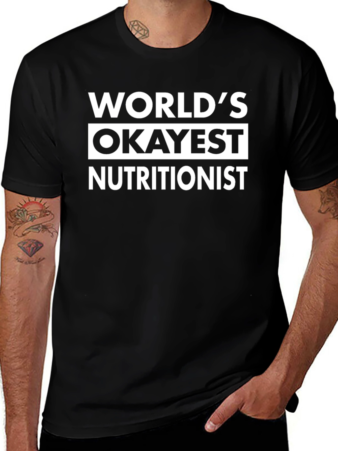 Worlds Okayest Nutritionist Black T-Shirt