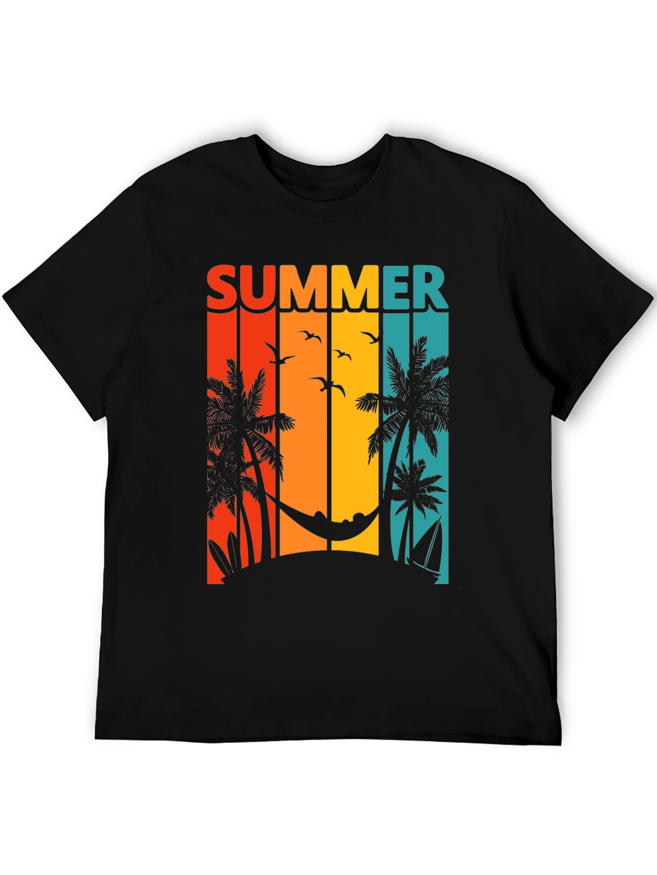 Summer Beach Scene Graphic T-Shirt