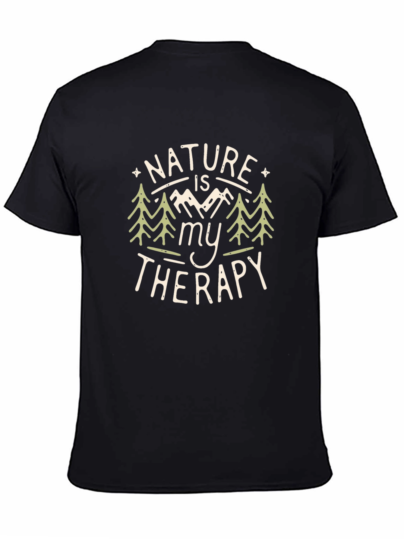 Nature is My Therapy Graphic Tee - Black