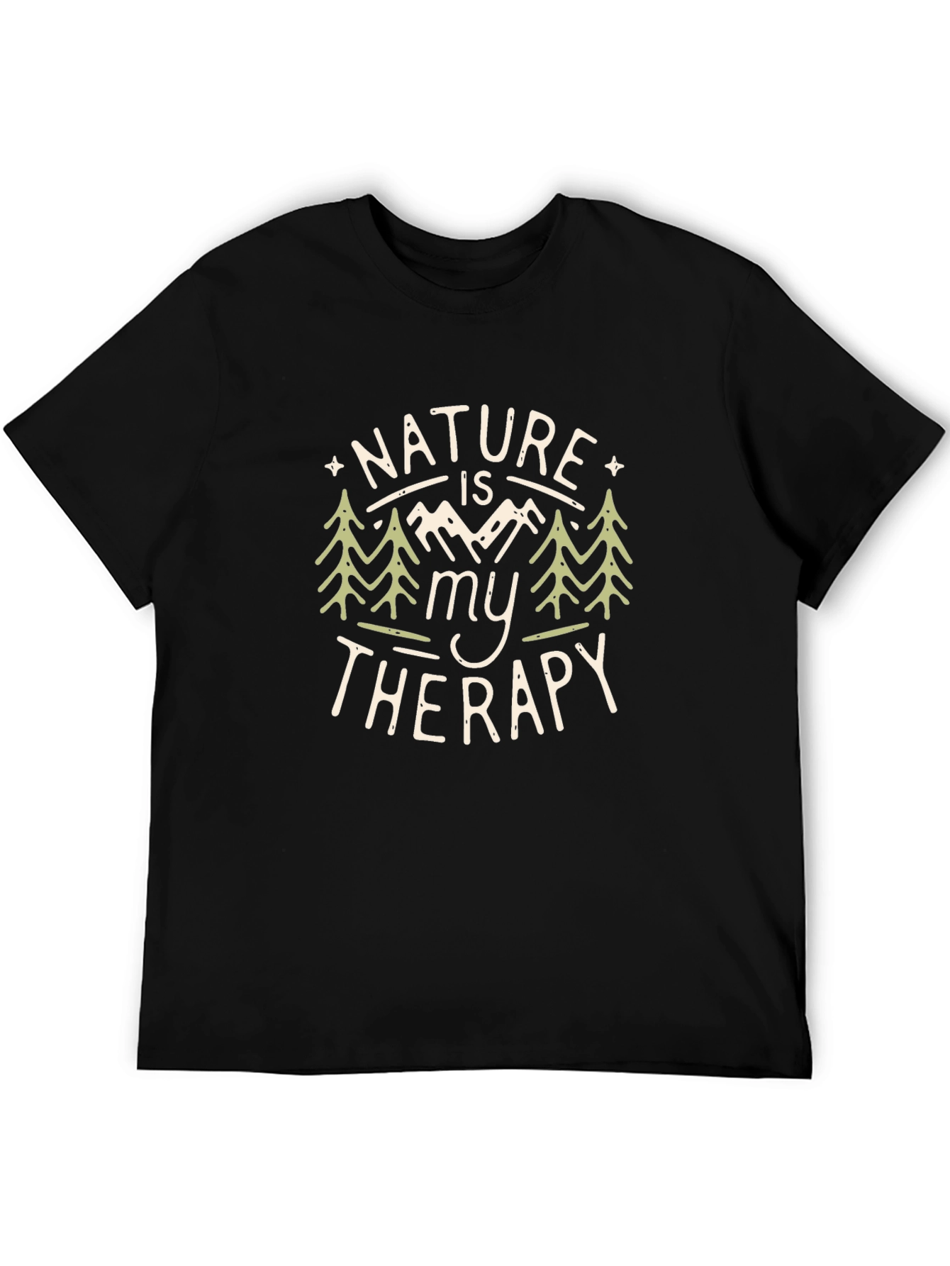 Nature is My Therapy Graphic Tee - Black