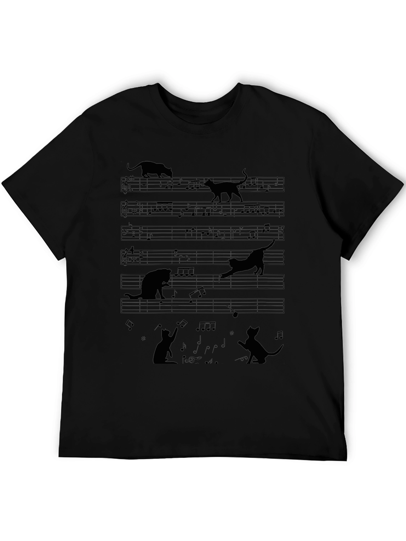 Cat Music Sheet Graphic Tee - Unique Design