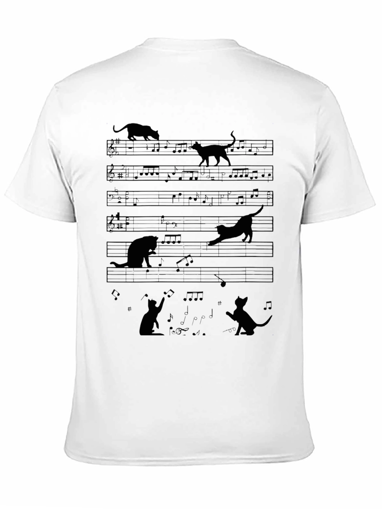 Cat Music Sheet Graphic Tee - Unique Design
