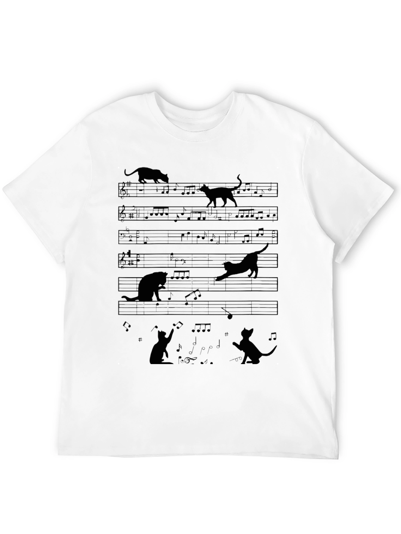 Cat Music Sheet Graphic Tee - Unique Design