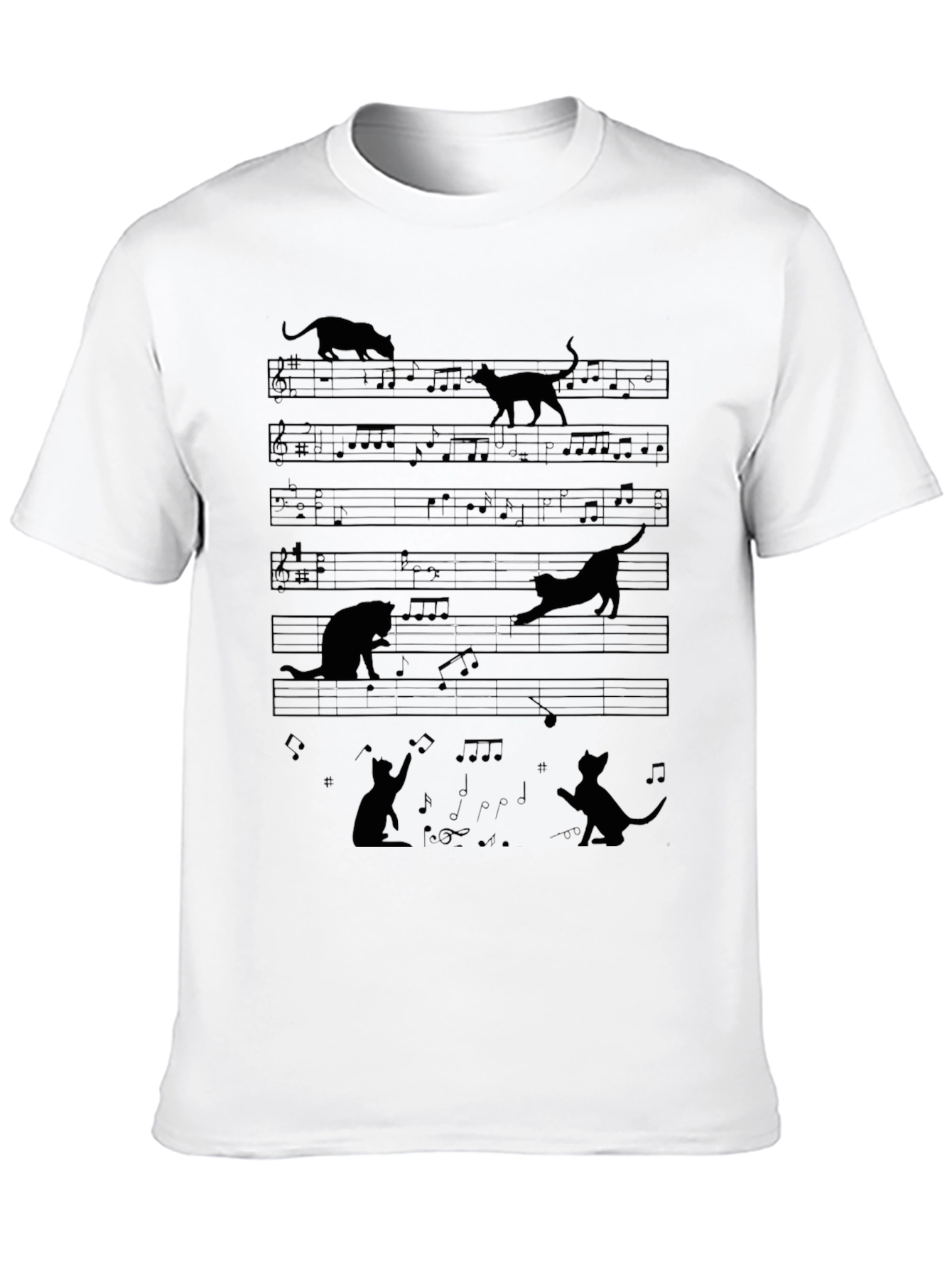 Cat Music Sheet Graphic Tee - Unique Design