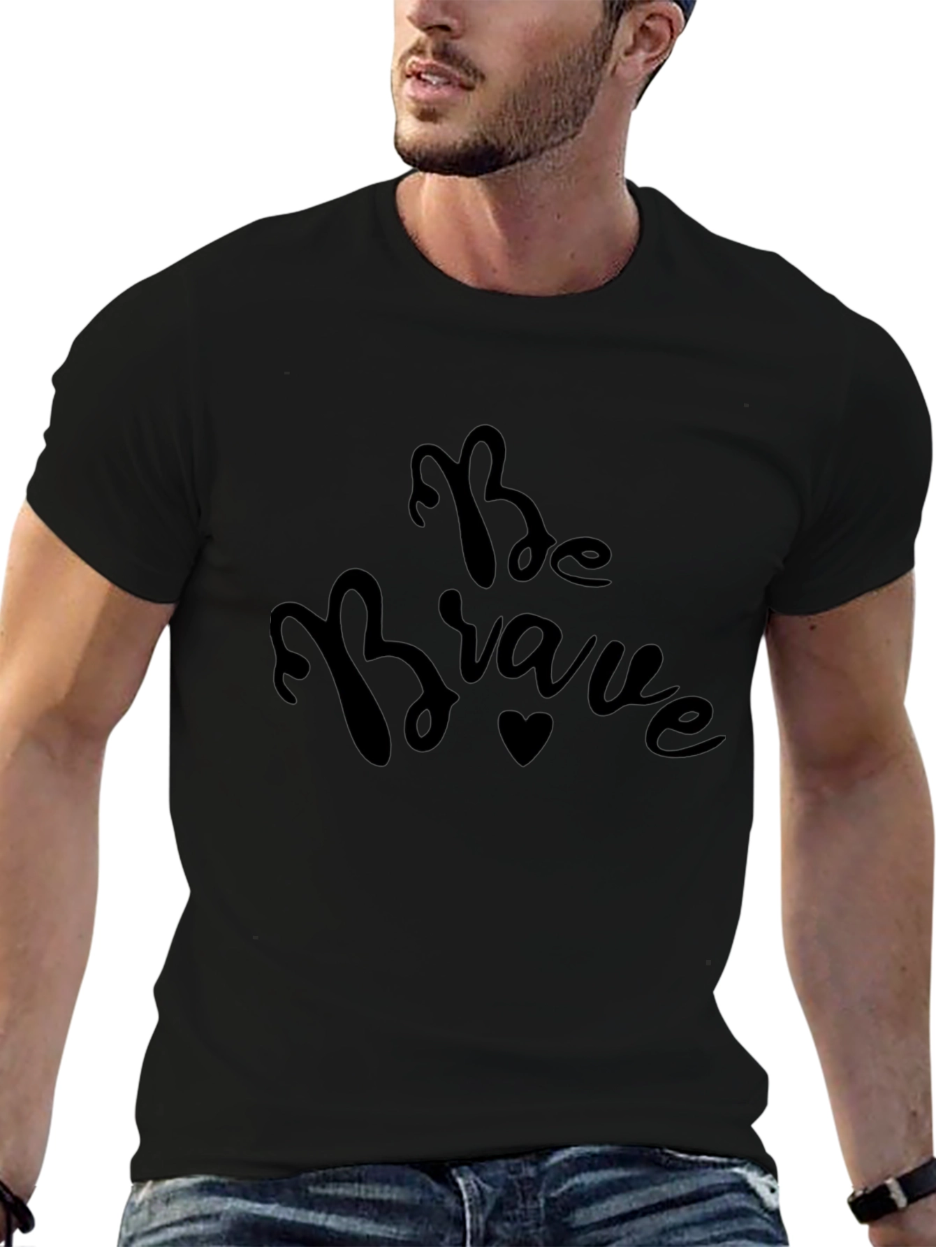 Be Brave Graphic Tee - Black Crewneck T-Shirt