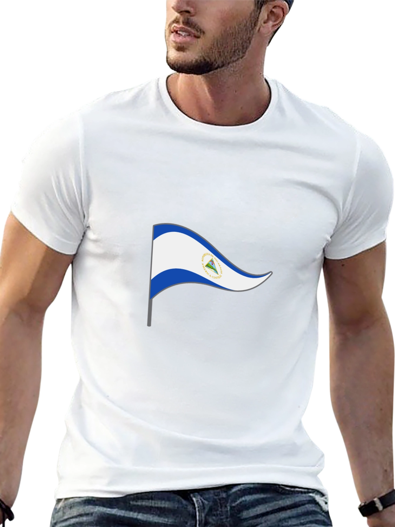 Nicaragua Flag Graphic Black T-Shirt