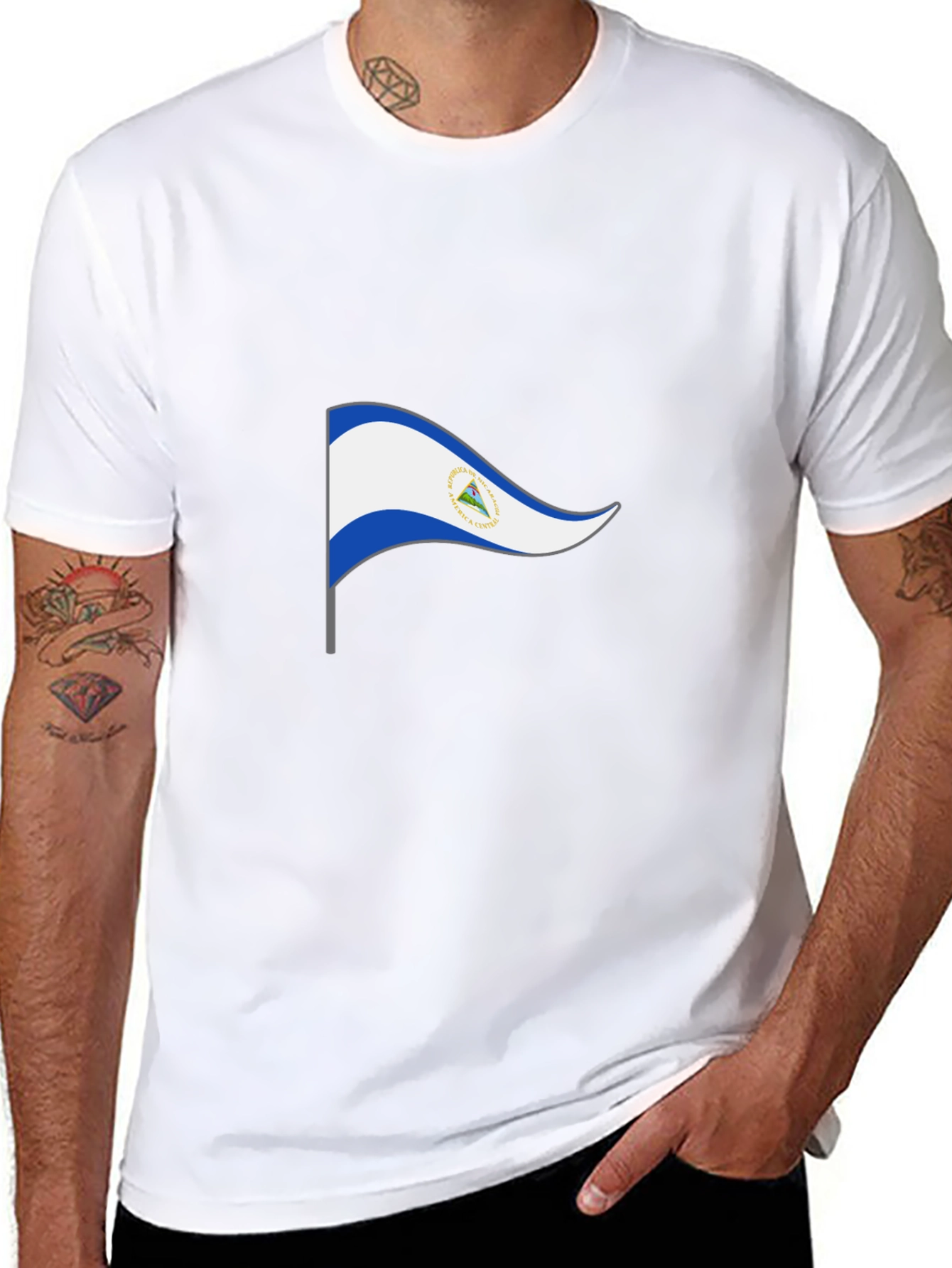 Nicaragua Flag Graphic Black T-Shirt