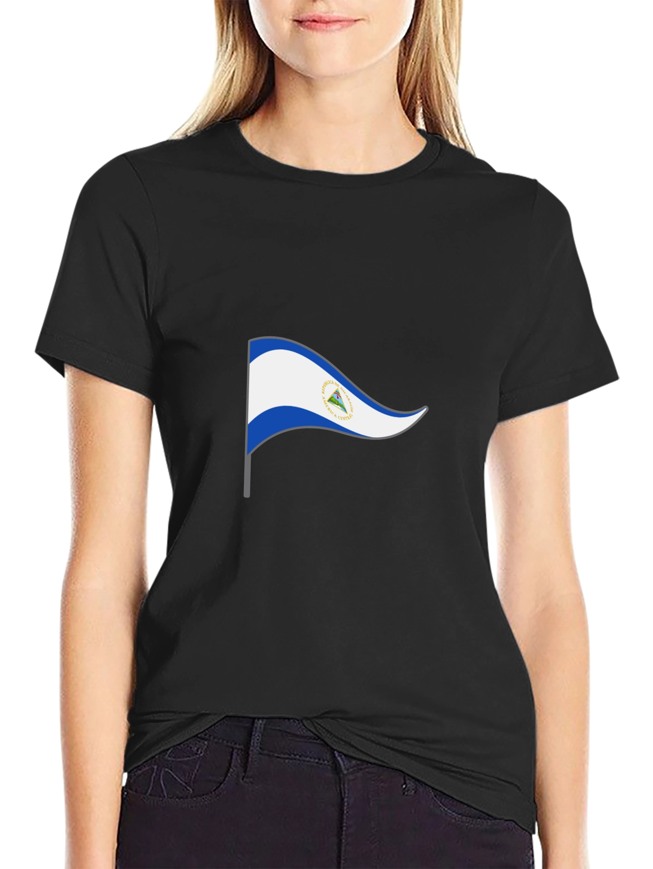 Nicaragua Flag Graphic Black T-Shirt