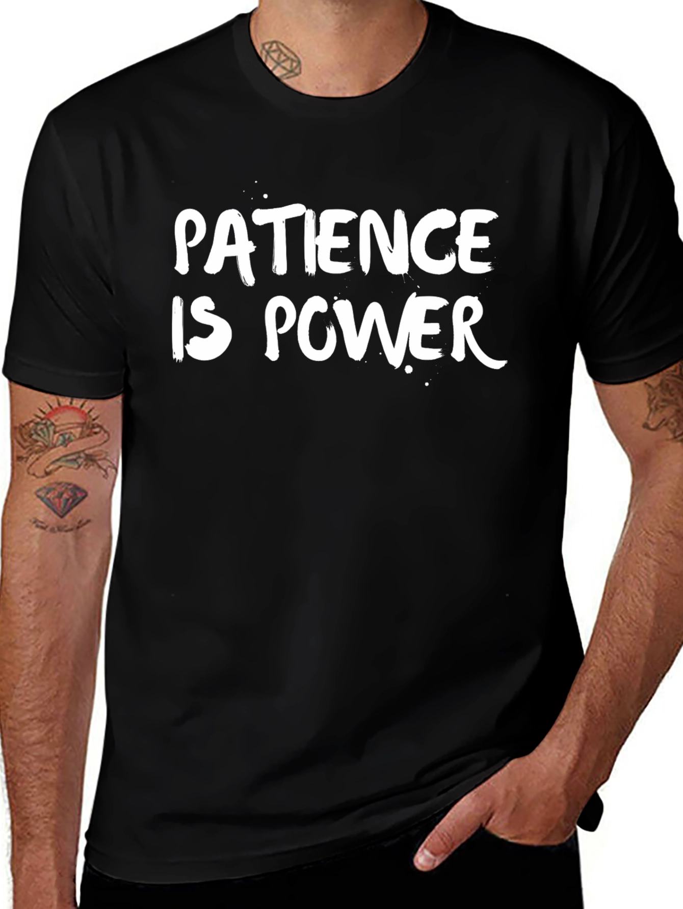 Patience Is Power Black Graphic Tee Shirt