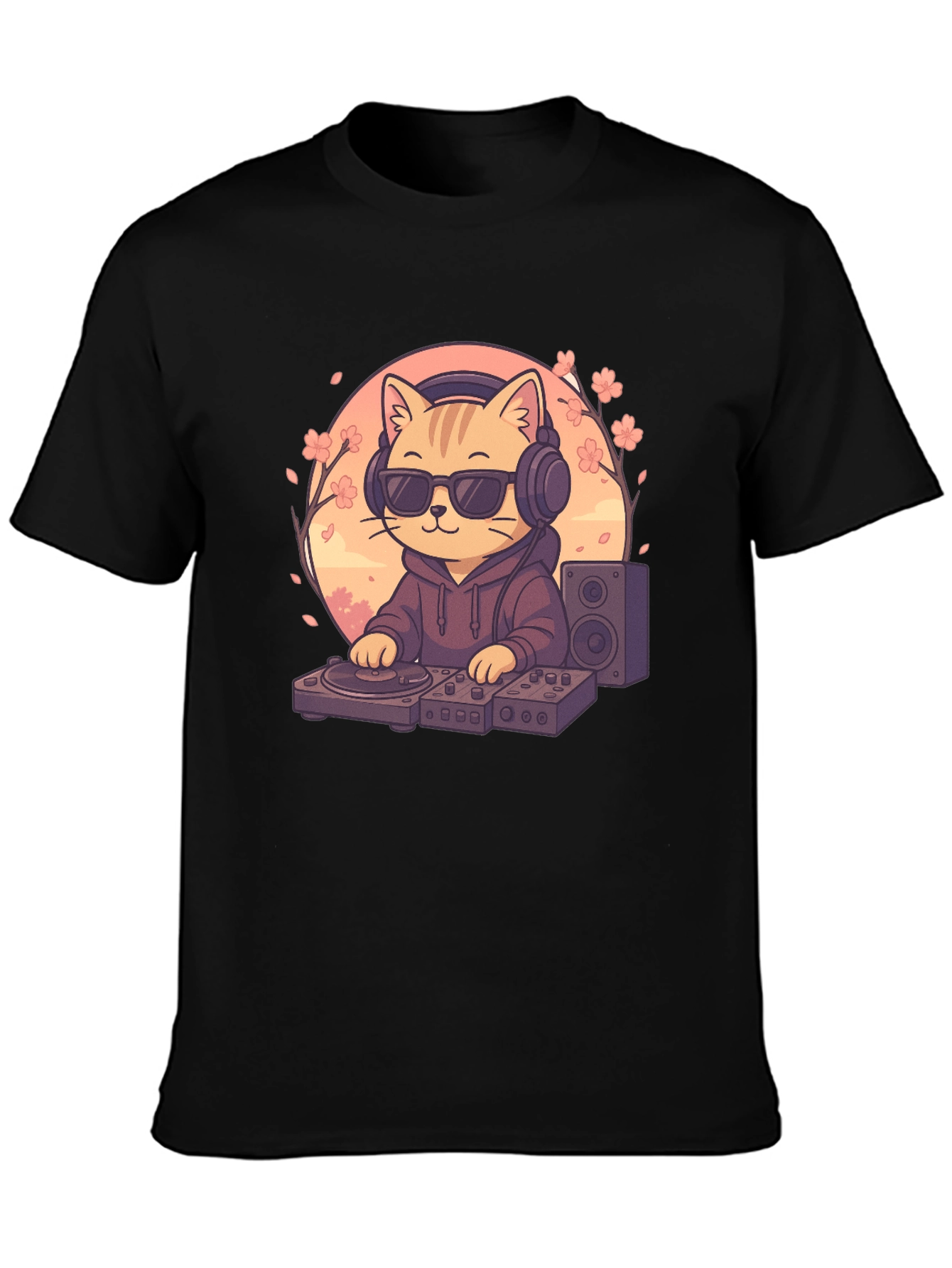 DJ Cat Graphic T-Shirt - Music Lover Tee