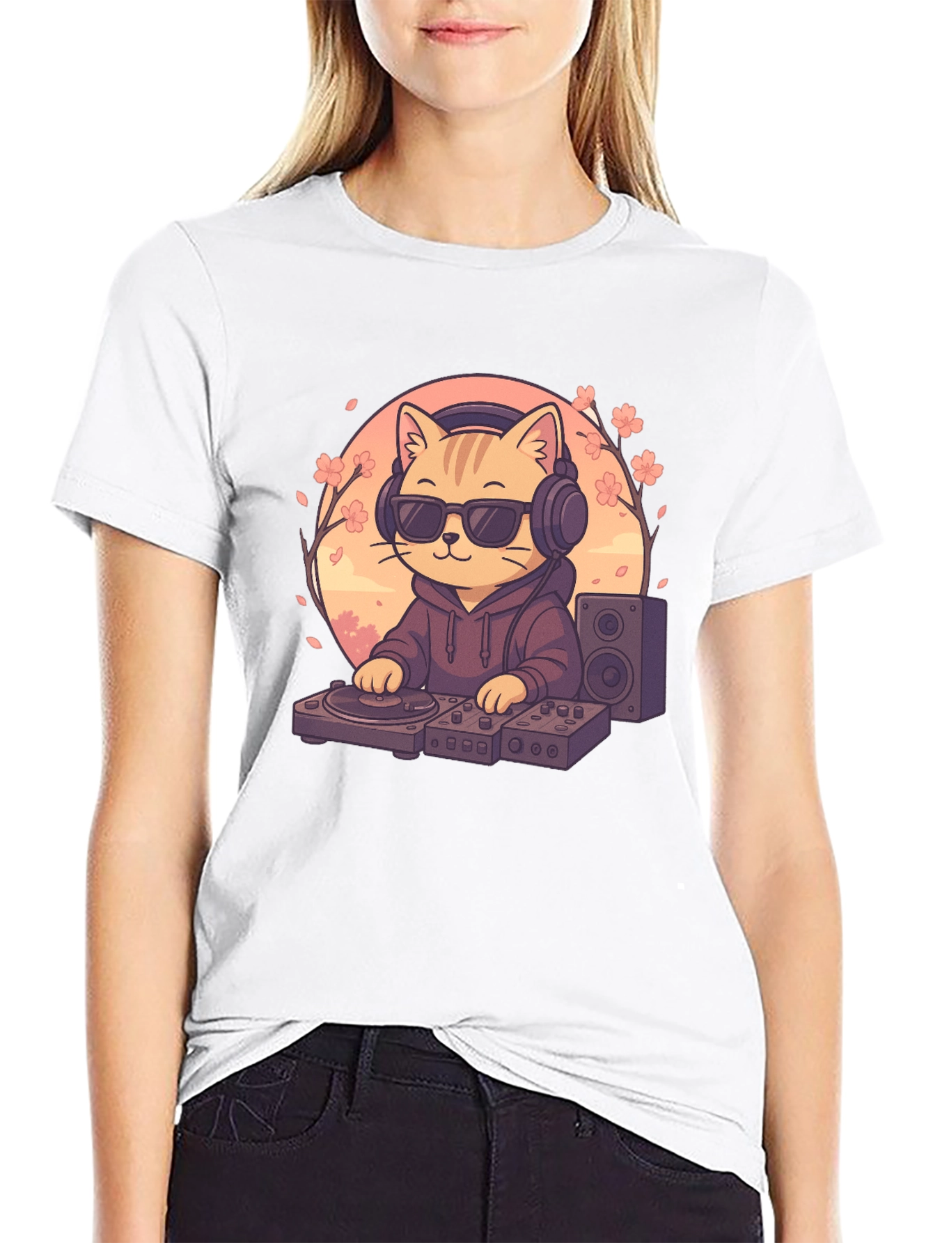 DJ Cat Graphic T-Shirt - Music Lover Tee
