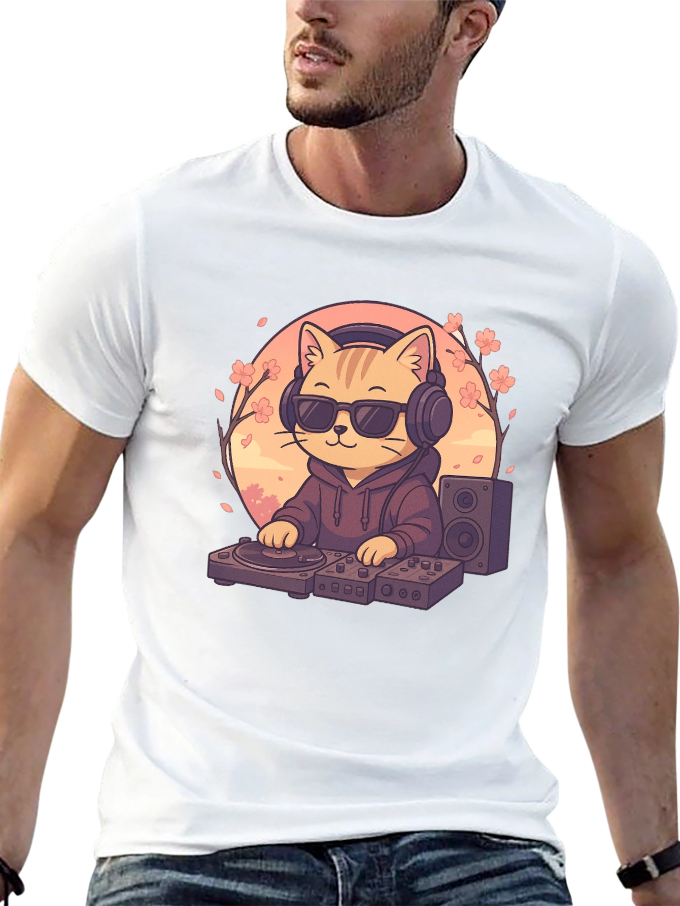 DJ Cat Graphic T-Shirt - Music Lover Tee