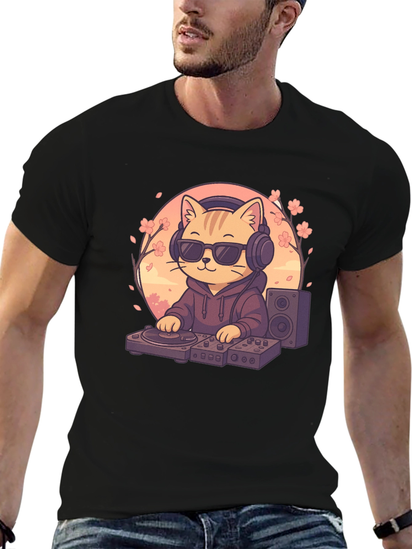 DJ Cat Graphic T-Shirt - Music Lover Tee